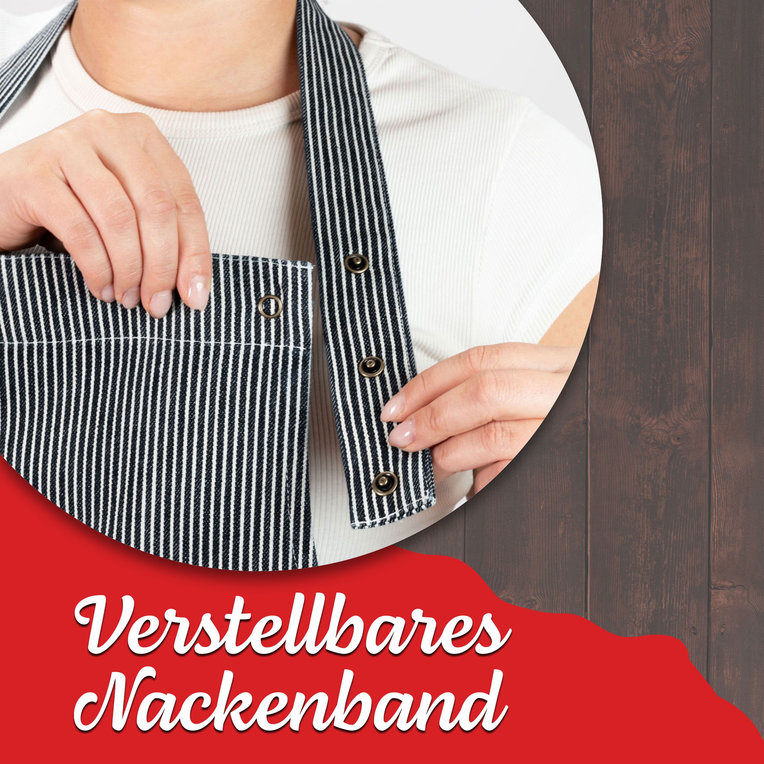 ZOLLNER Kochschürze, 75 x 100 cm, 100% Baumwolle, verstellbaren Nackenband