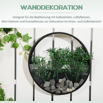 Outsunny Pflanzkübel Pflanzenbehälter für Sukkulenten (Wand-Pflanzgefäß, 3 St., Blumentöpfe), für Garten, Balkon, Schwarz