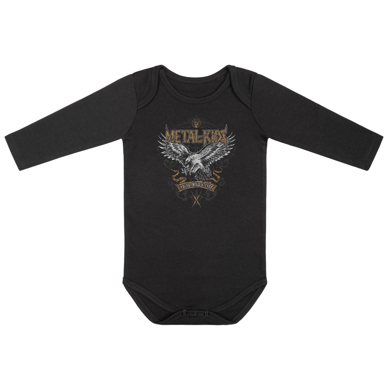 Metal Kids Langarmbody mit Young, Wild & Free Aufdruck für Babys (0–24 M)