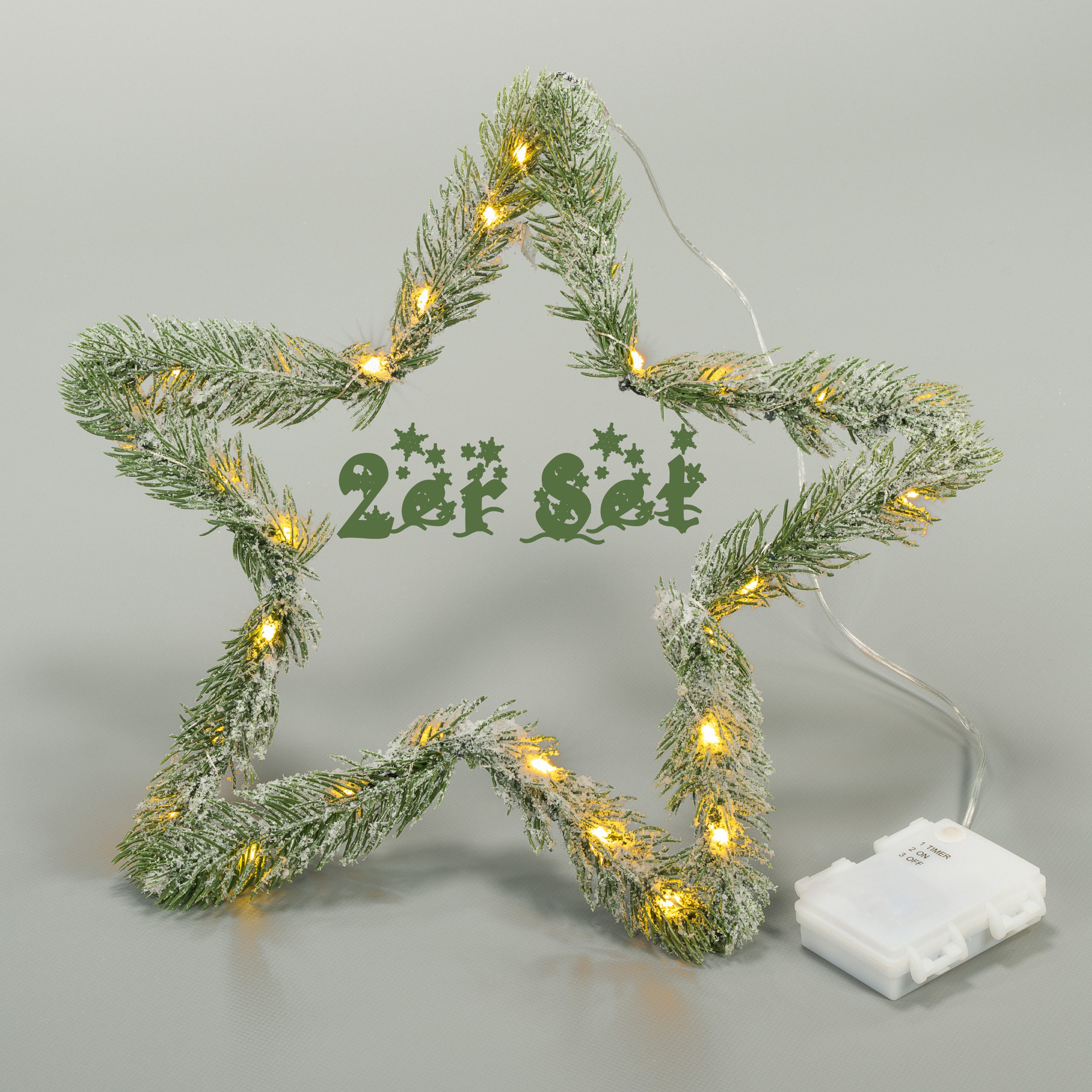 Nipach Fensterbild LED Weihnachtsstern 40 cm 2 Stück je 30 LED IP44 Außen mit Timer