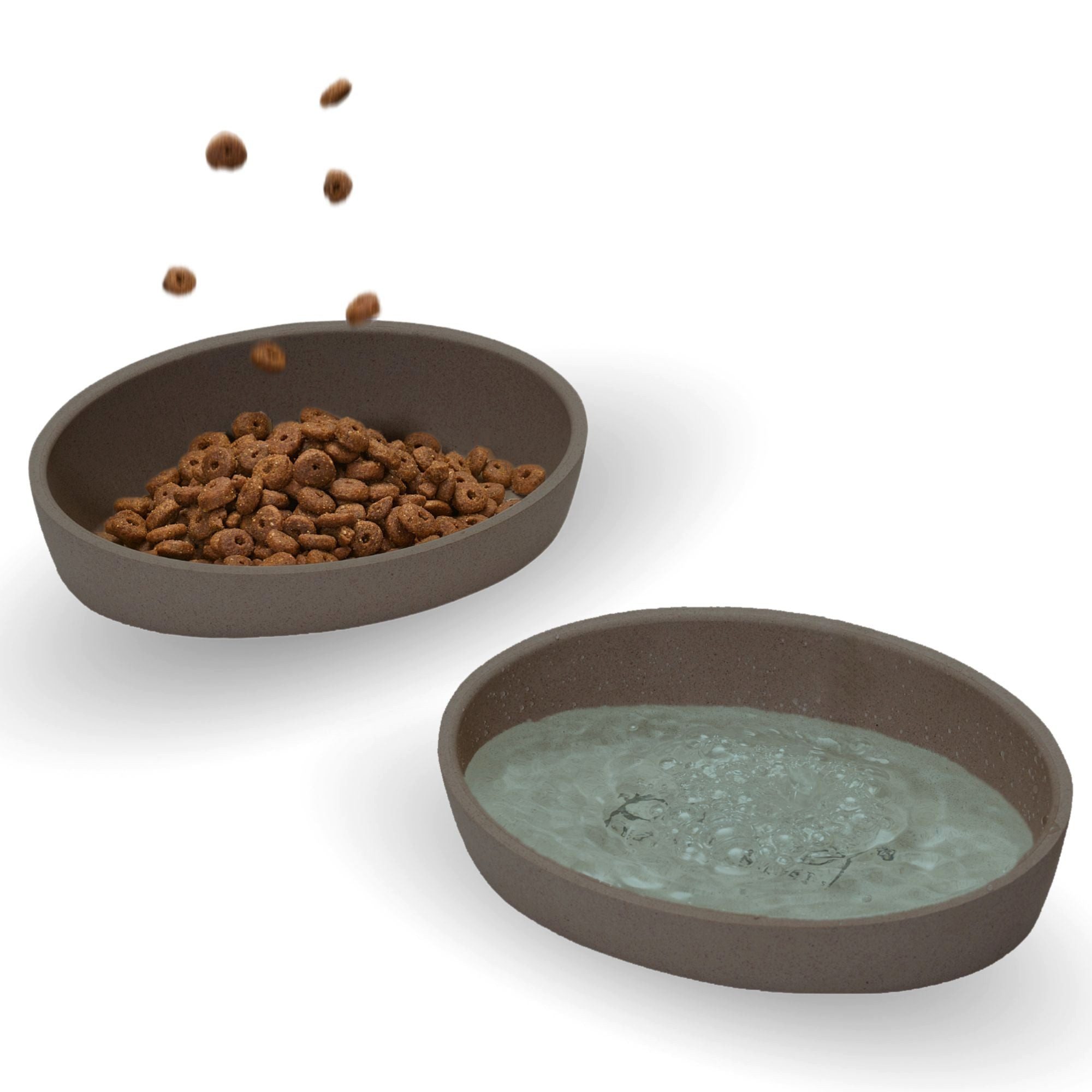 Futternapf Katzen Napf 2er Set flach I rutschfester Futternapf I 230ml I Bambus