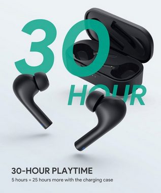 AUKEY EP-T21S Earbuds wireless In-Ear-Kopfhörer (Sprachassistent, Bluetooth, True Wireless, 30h Spielzeit, Noise Cancelling, IPX6, BT5, Touch Control)