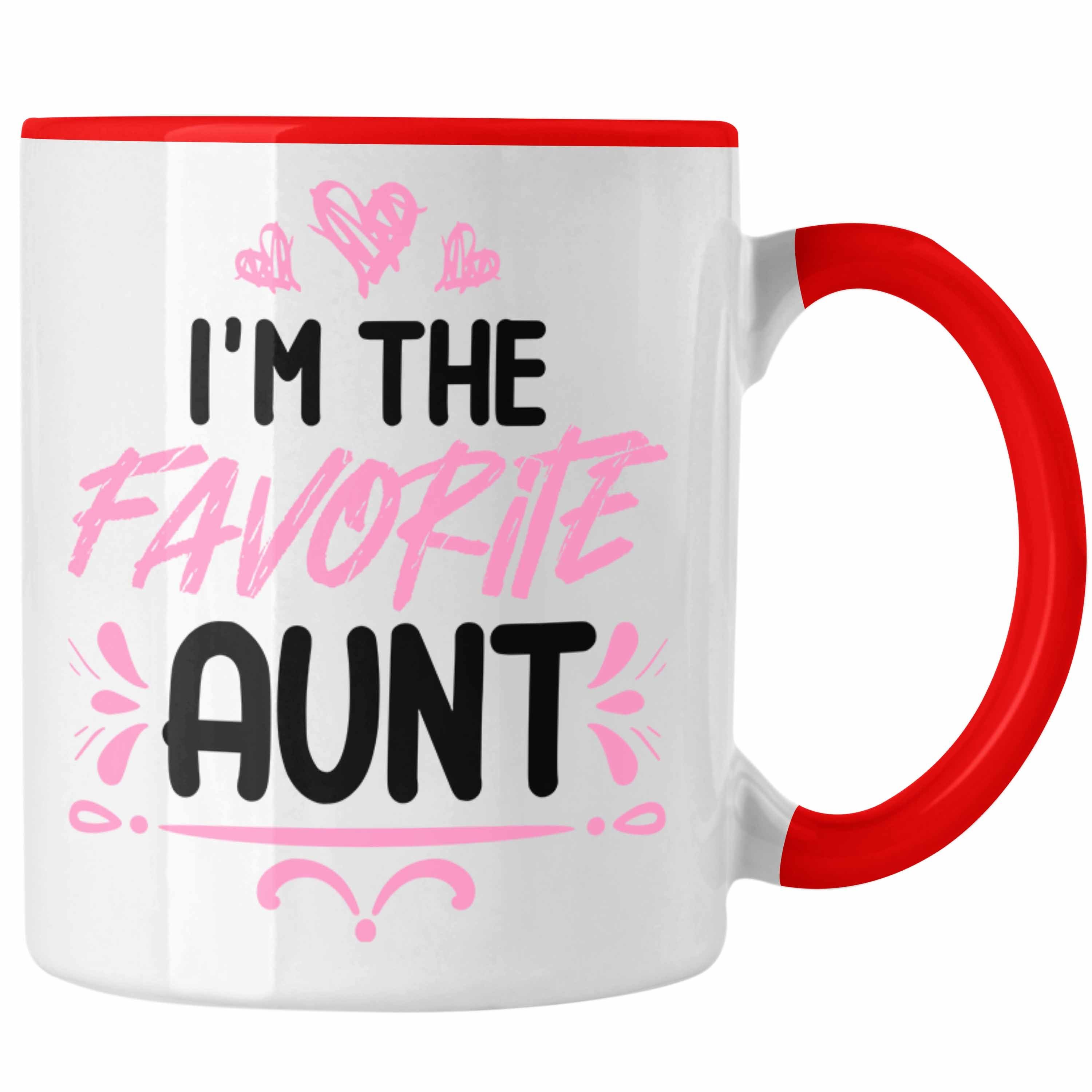 Trendation Tasse Trendation - I'm The Favorite Aunt Tasse Geschenk Beste Tante der Welt Rot | Teetassen