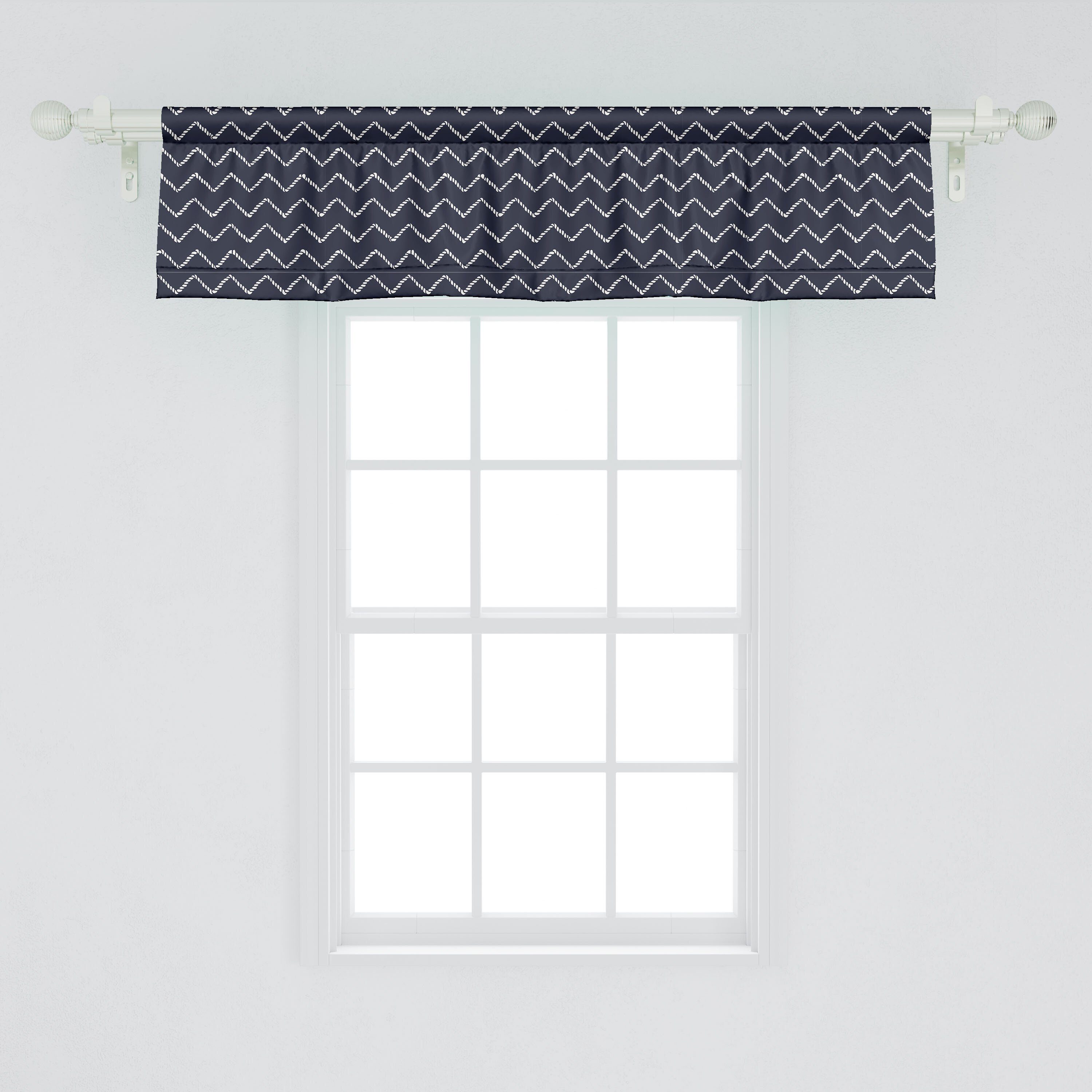 Zigzag Dekor Scheibengardine Microfaser, Küche für Schlafzimmer Chevron Navy Vorhang Abakuhaus, blau Ropes mit Volant Stangentasche,