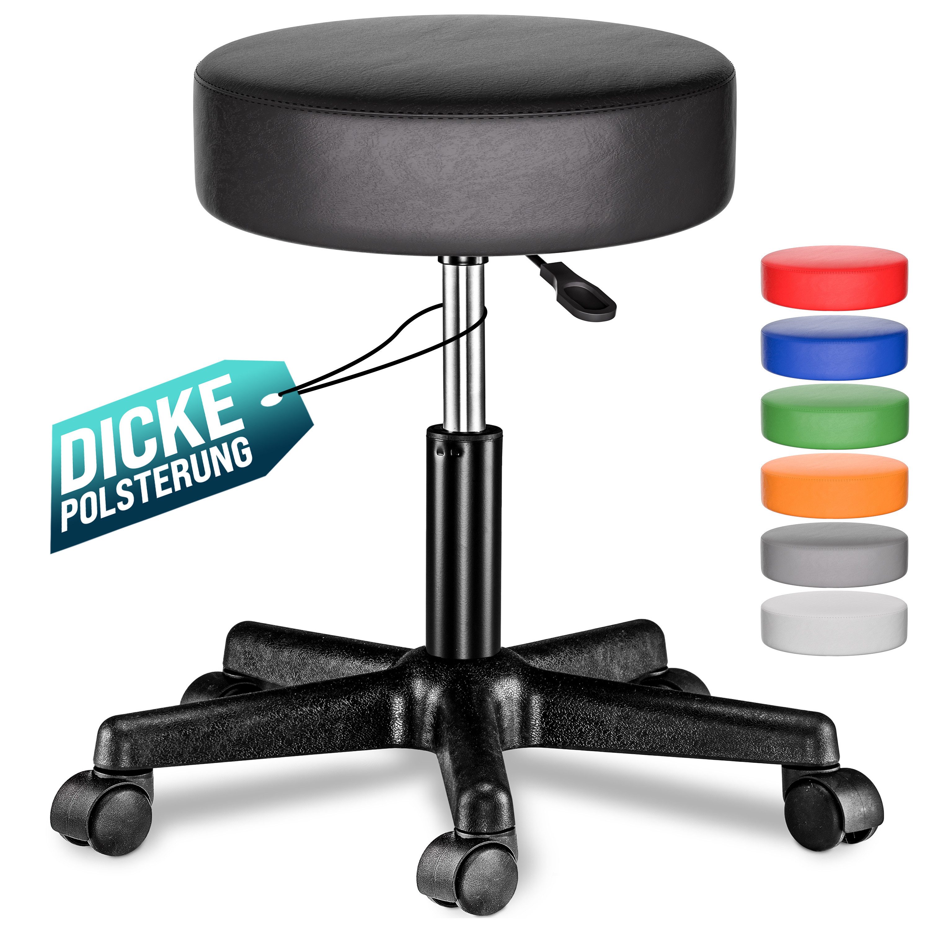 Casaria Drehhocker, Höhenverstellbar 10cm Polsterung 46-60cm Sitzhöhe 360° günstig online kaufen