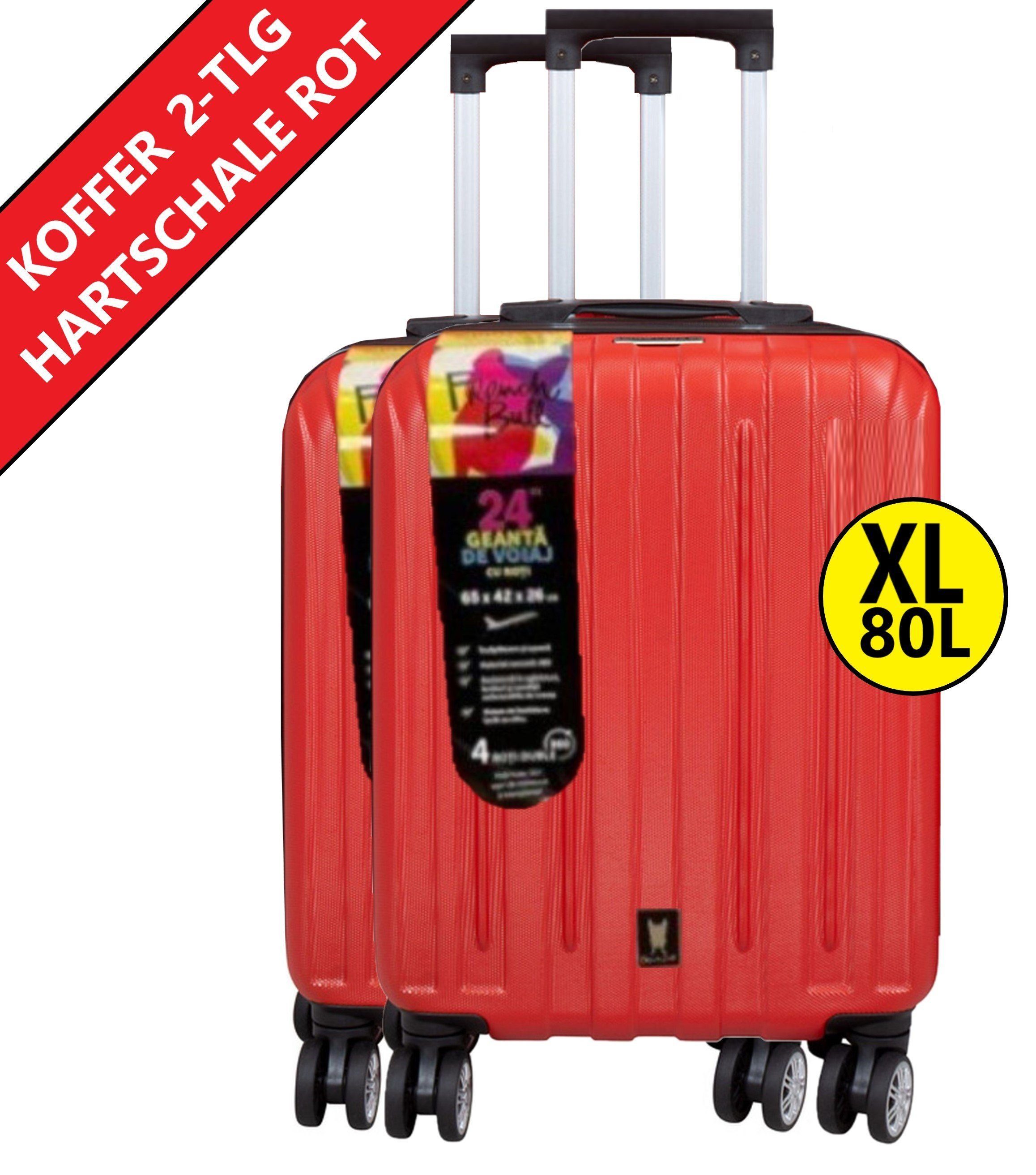 KESSMANN HOFFMANN Hartschalen-Trolley XL Hartschalen Kofferset 2 Teilig rot  Reise Koffer groß Reisekoffer, mobiler Hartschalenkoffer Urlaubskoffer  Trolleyset für Reiseutensilien