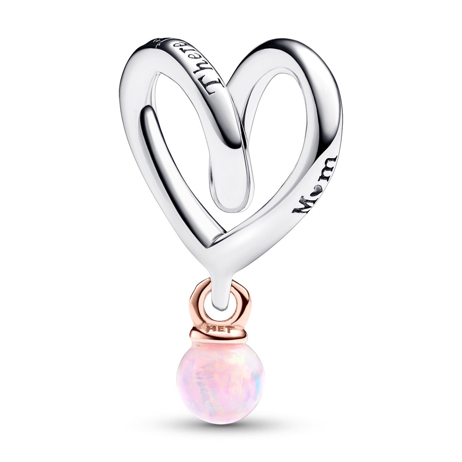 Pandora Herzanhänger Silber Charm Bicolor Eingehülltes Herz