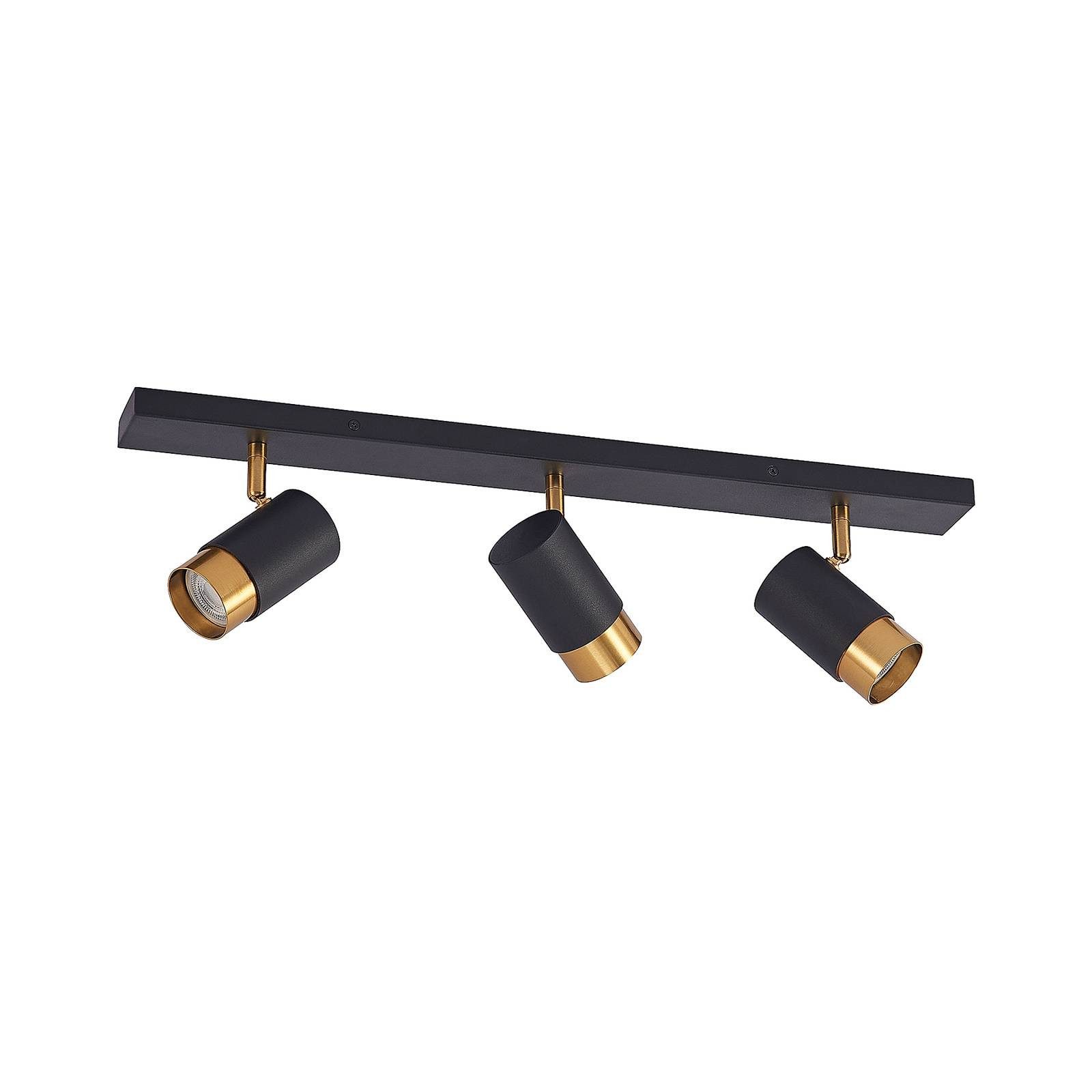 Arcchio Strahler Evaro, Modern, Eisen, Aluminium, Schwarz, gold, 3 flammig, GU10, Deckenlampe