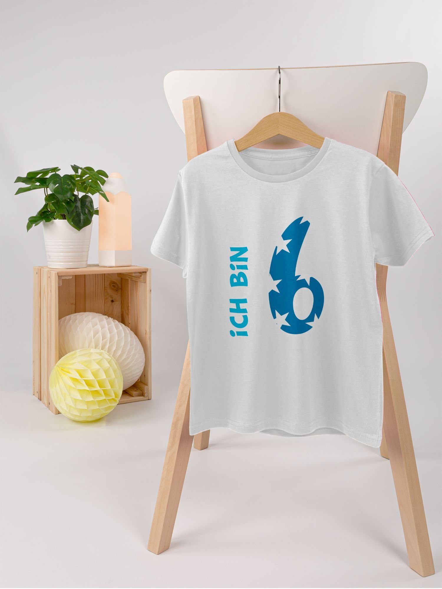 Geburtstag Shirtracer T-Shirt 03 Junge Weiß Ich 6. bin sechs Blau