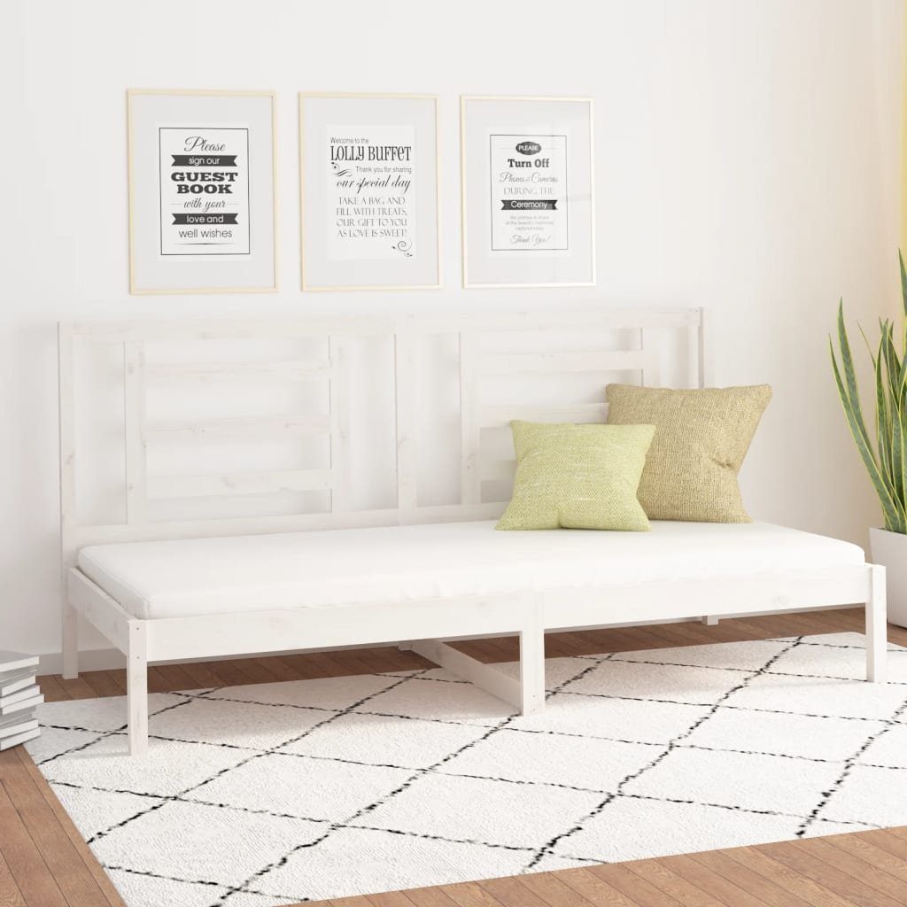 vidaXL Bett Tagesbett ohne Matratze Weiß 90x200 cm Massivholz Kiefer