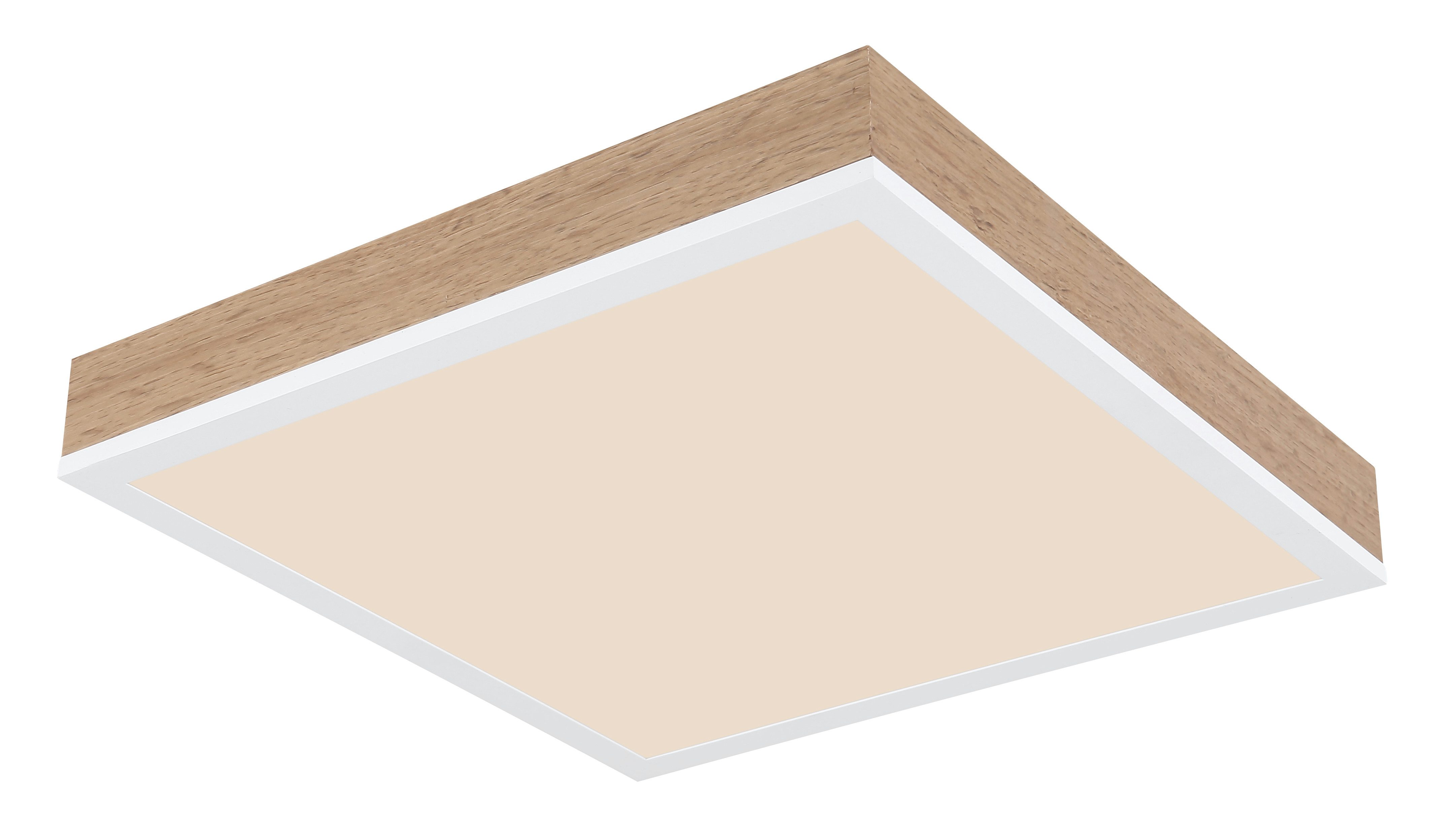GLOBO LIGHTING LED Deckenleuchte DORO, LED fest integriert, Warmweiß, Deckenlampe/holzoptik/quadratisch/3000K/Wohnzimmer/Schlafzimmer