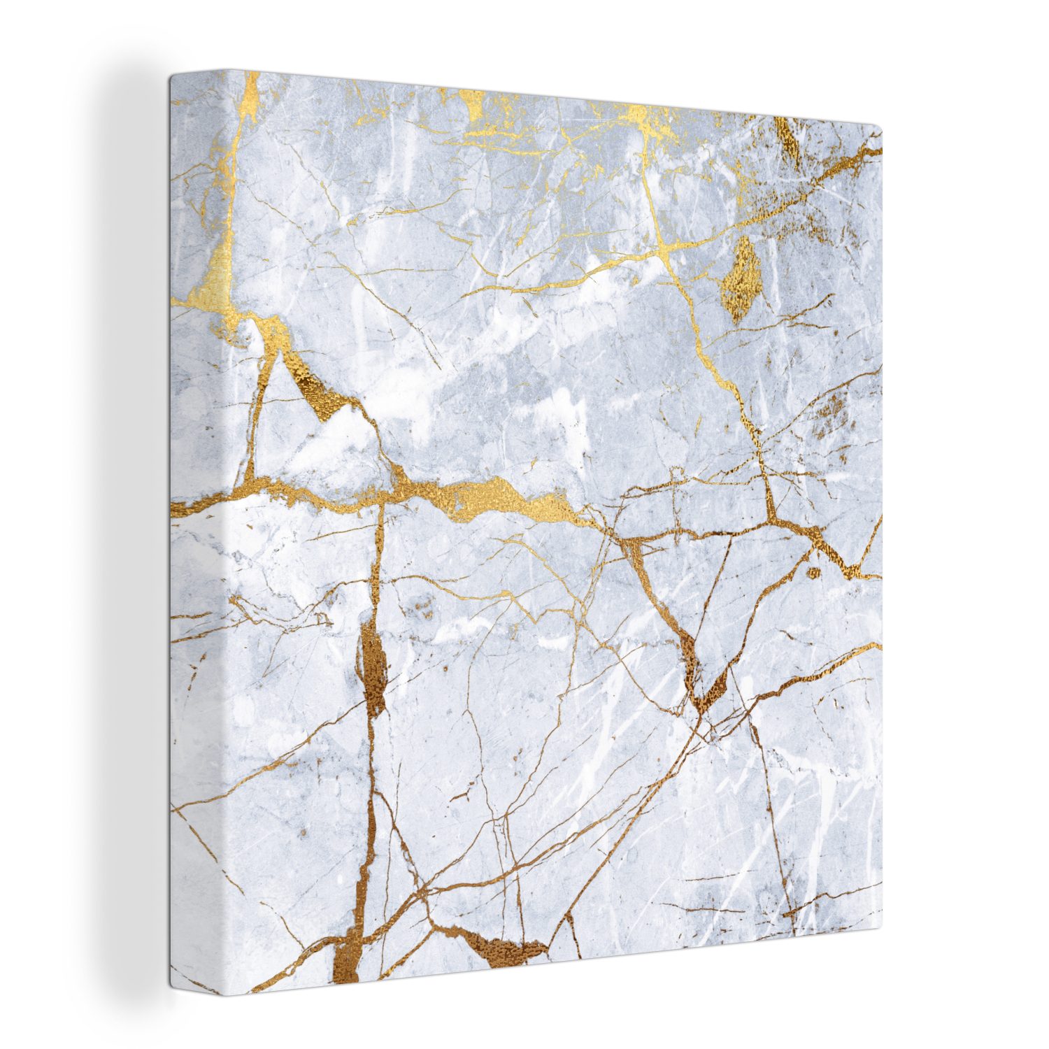 OneMillionCanvasses® Leinwandbild Marmor - Wohnzimmer (1 Schlafzimmer Bilder Weiß, für - Muster Leinwand - Gold St)