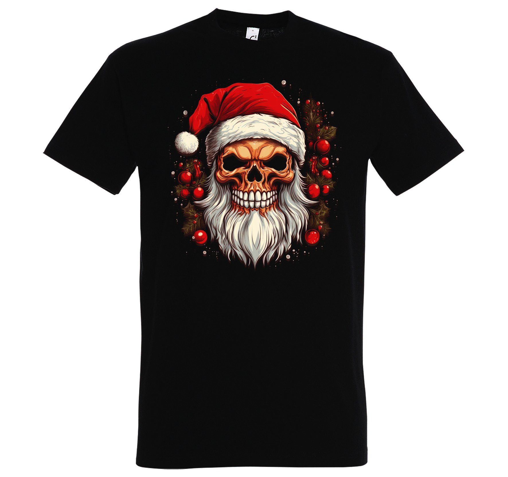 Youth Designz T-Shirt Santa Skull Totenkopf Herren Shirt mit trendigem Frontprint Schwarz