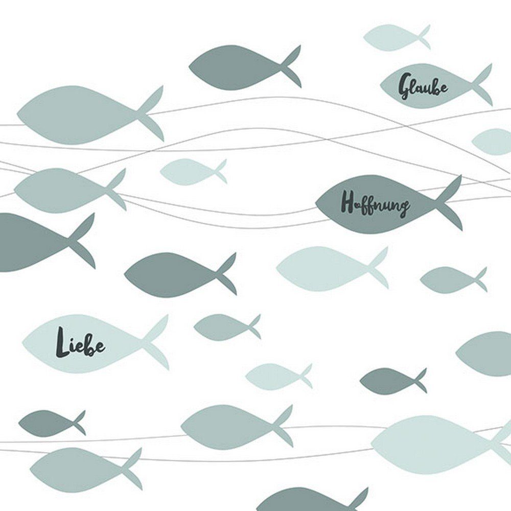 Ambiente Luxury Paper Products Papierserviette 20 Servietten Communion Fishes green 33x33cm, (20 St)