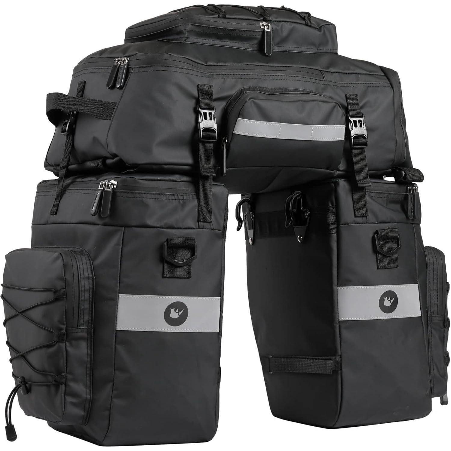 Gepäckträgertasche Fahrradtasche 3-in-1 wasserdicht Gepäckträger 75L Rucksack Schwarz