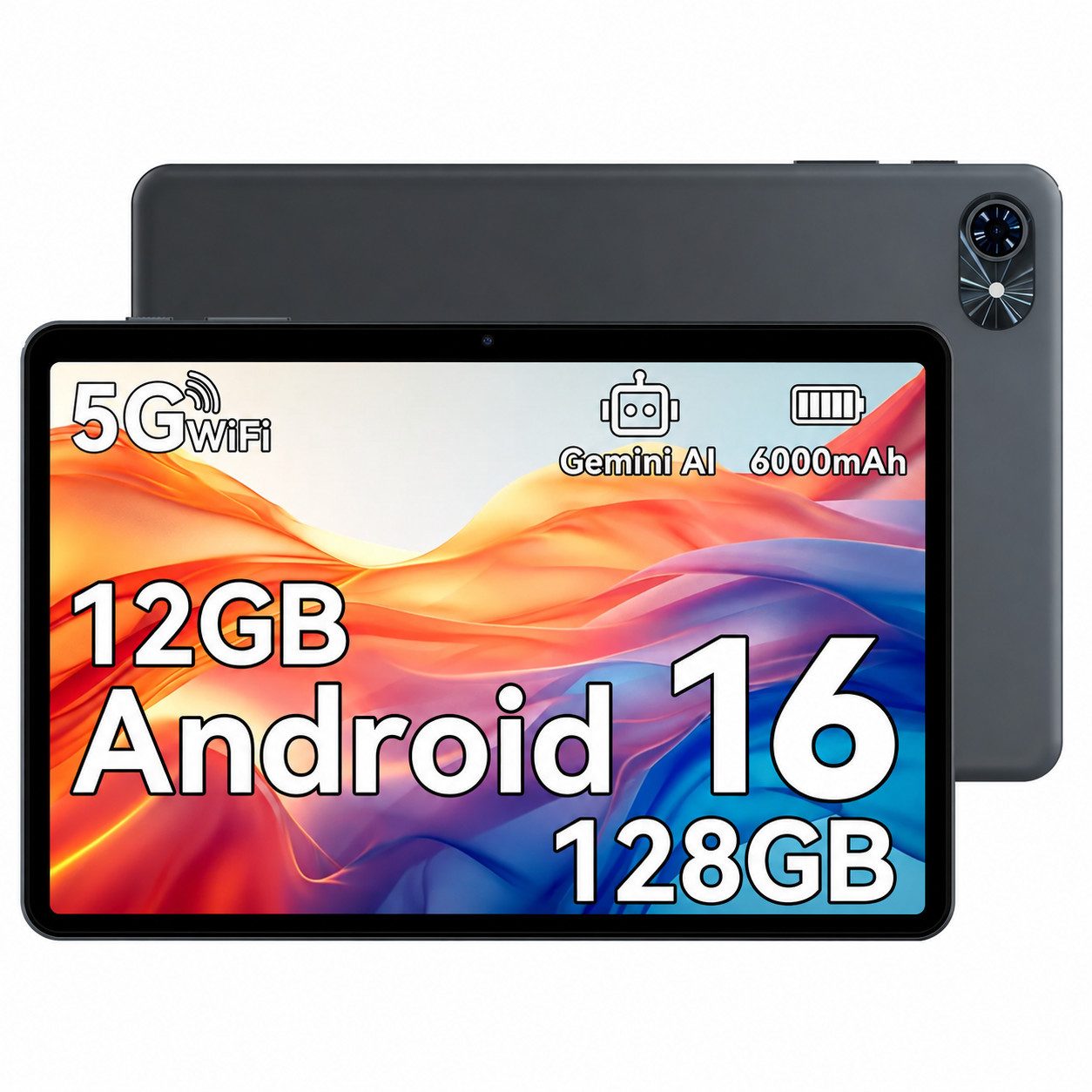 TABWEE 10.1" 6000 mAh 64/128GB Android 16 Wifi Tablet (10.1", 128 GB, Android16, 5G wifi, Android 16, Gemini AI, PC-Modus)