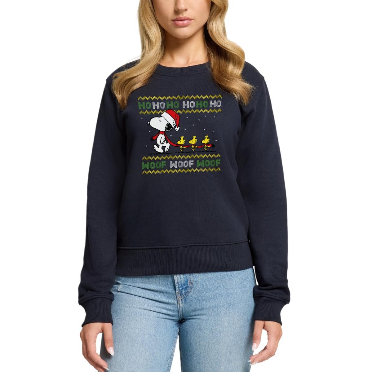 Spreadshirt Sweatshirt Peanuts Snoopy Hohoho Ugly Christmas Weihnachten Damen Premium Pullove (1-tlg)