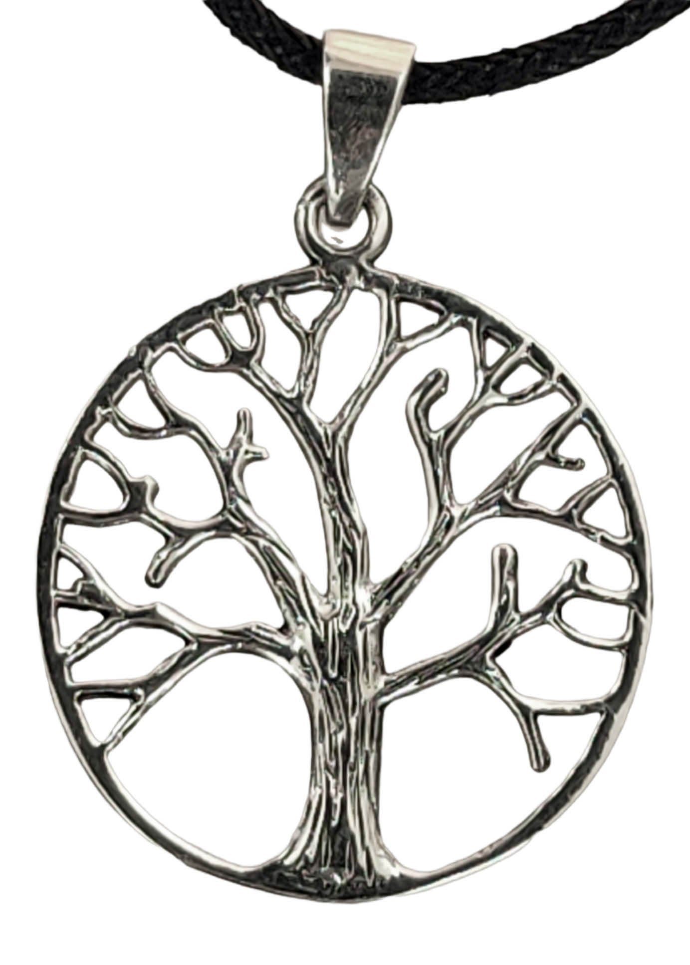 Lebens Lebensbaum des Baum Kiss Silber of Yggdrasil Leather Kettenanhänger 925 Anhänger