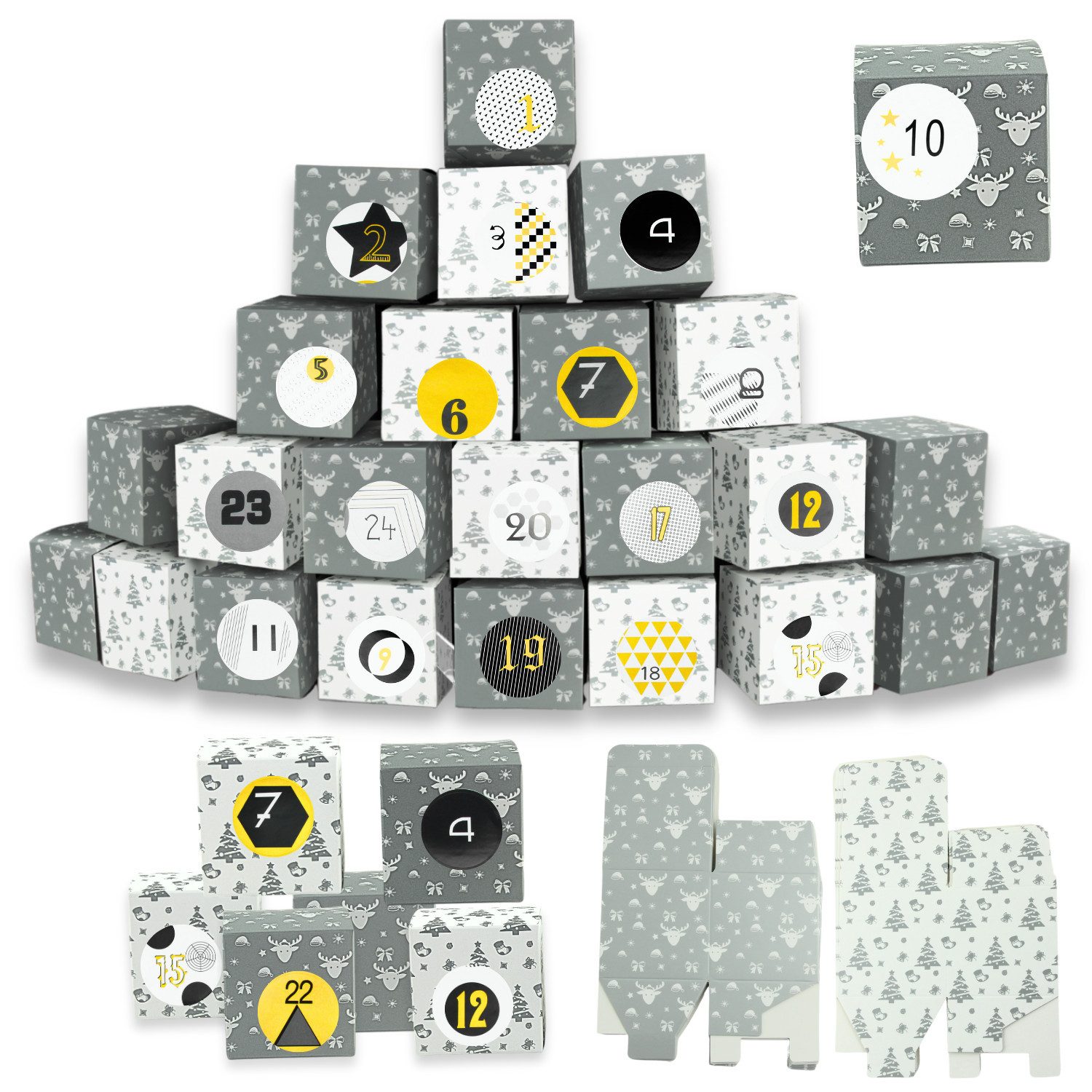 Fomax DIY-Adventskalender Kartons zum selber basteln, 24 elegante Kartons