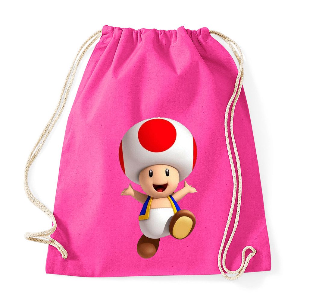 Blondie & Brownie Turnbeutel Toad2 Turnbeutel Gamer Motiv Retro Sportbeutel Freizeit Tasche (1-teilig, Einzelartikel), Toad2_Beutel_RetroGamer_Sportbag