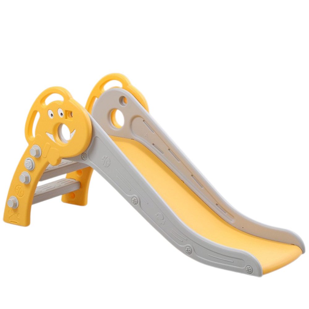 habeig Indoor-Rutsche Gelb-Grau 120x60x60cm Dreiteiliges Stufendesign Pufferzone Klappbar, Extra breite Rutschfläche