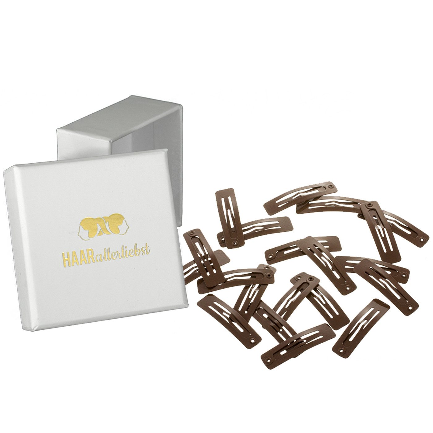 HAARallerliebst Haarspange rechteckig, Spar-Set, 20-tlg., Farbe braun, 4cm Длина