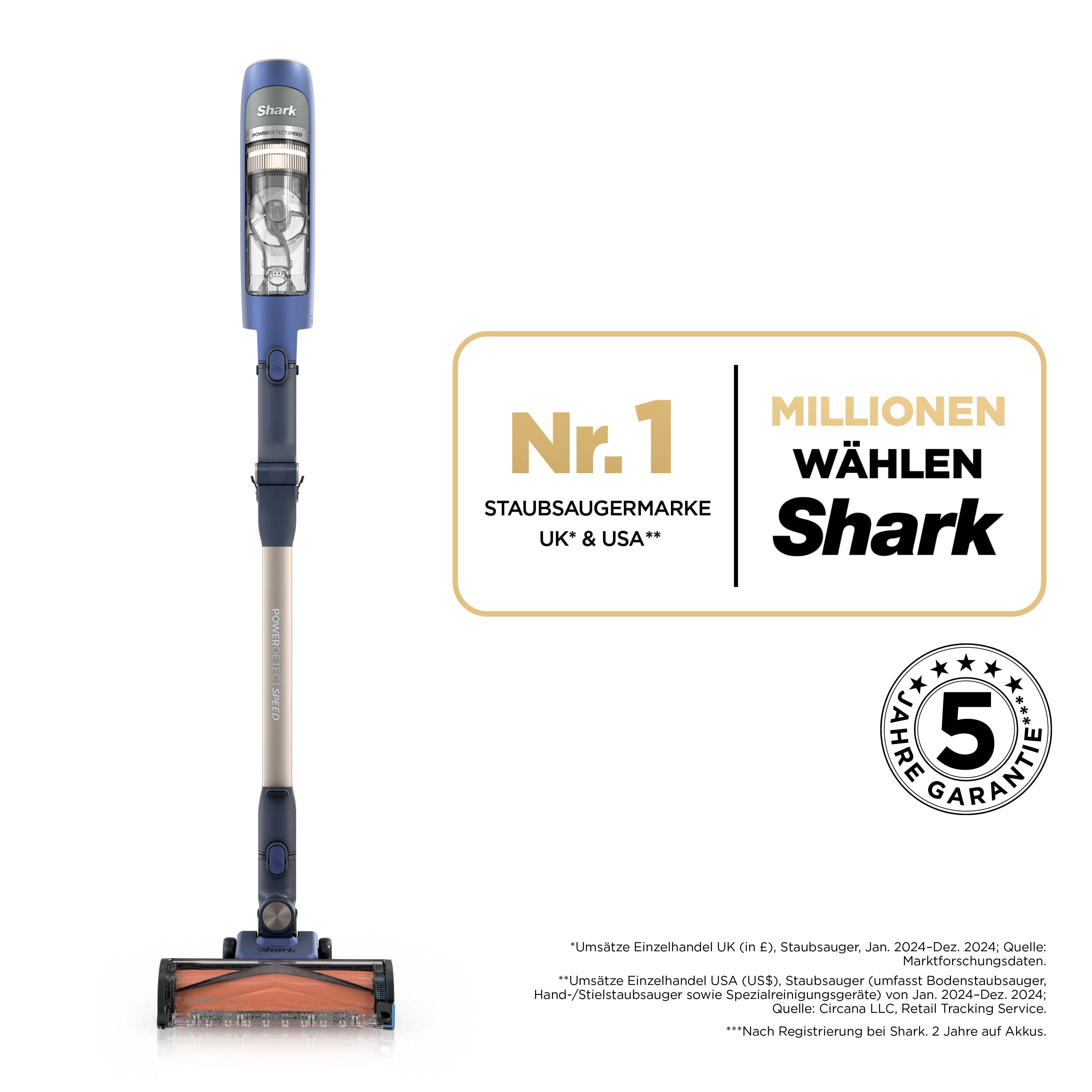 Shark Akku-Hand-und Stielstaubsauger Shark PowerDetect Speed IA1241EU, 350 W, beutellos, 4 PowerDetect-Technologien, Reveal-Technologie