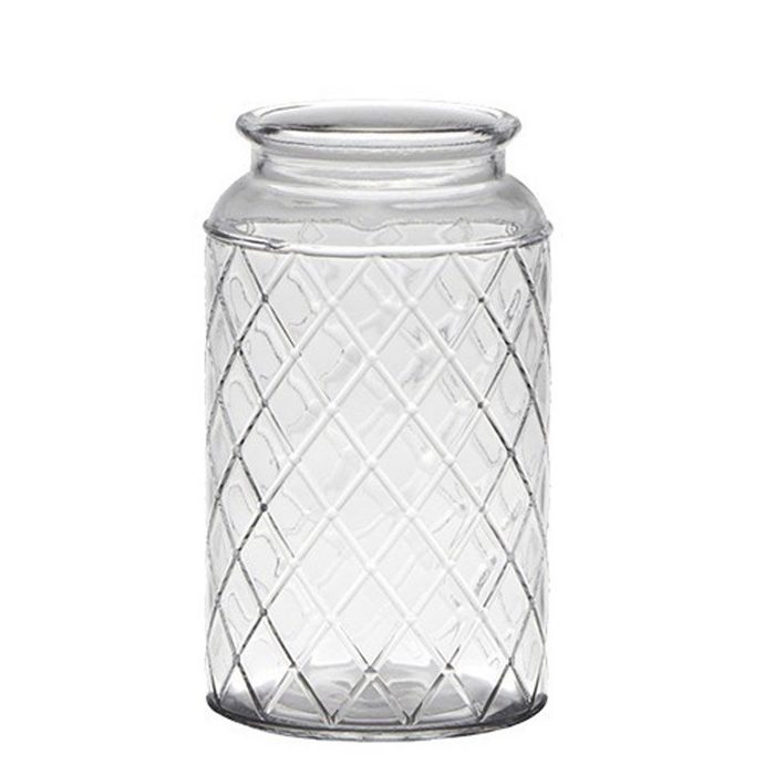 Vosteen Teelichthalter Glasvase FARMHOUSE klar transparent dickwandiges Glas H18cm Windlicht Landhaus