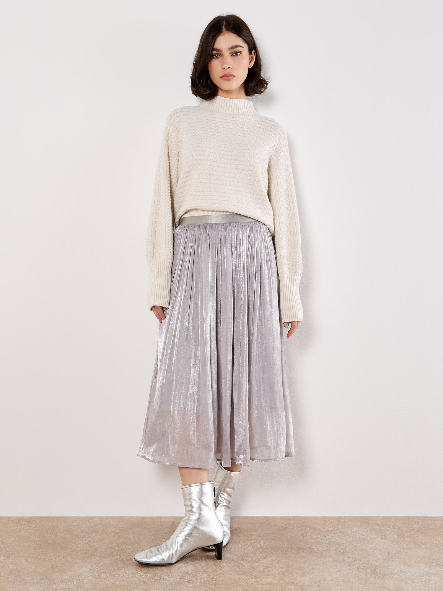 Apricot Tüllrock Schimmernder Midirock mit Nieten