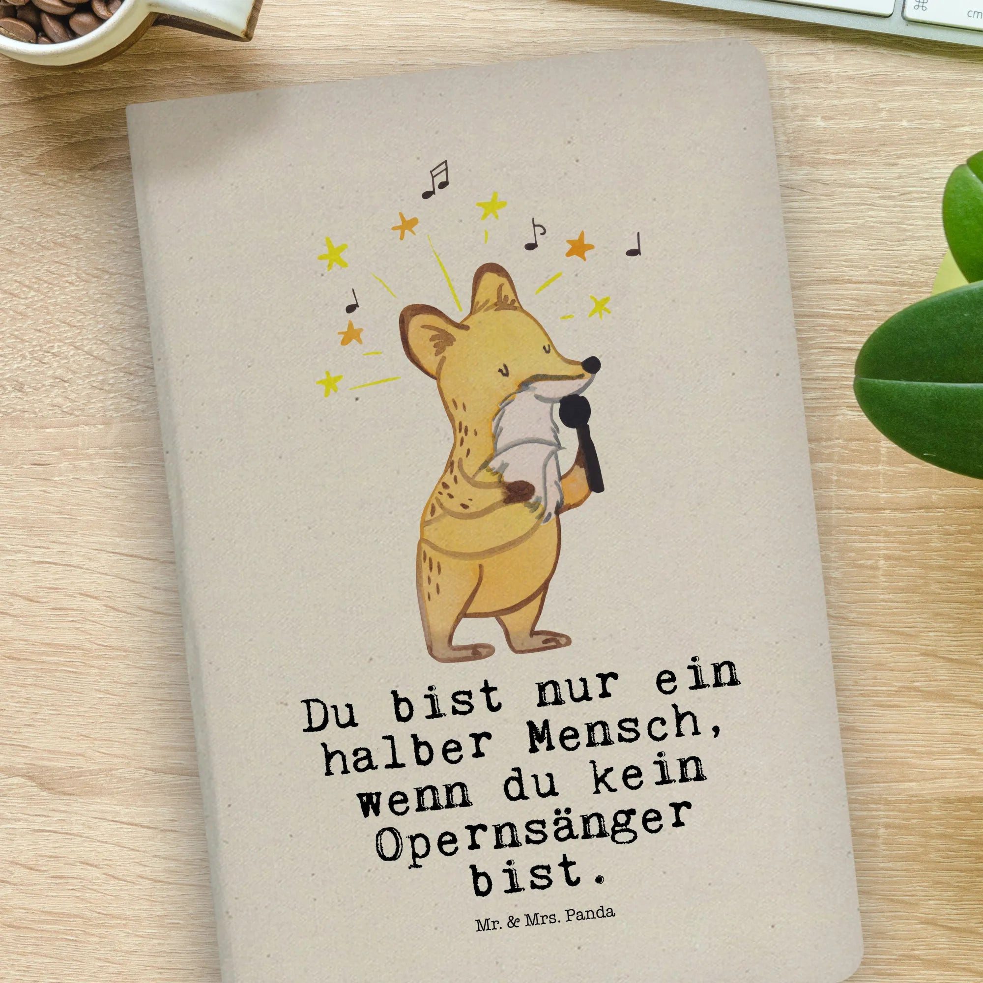Thumbnail - Mr. & Mrs. Panda Notizbuch Opernsänger Herz - Transparent - Geschenk, Nachhaltiges Notizbuch A4, Mr. & Mrs. Panda, Kreat...