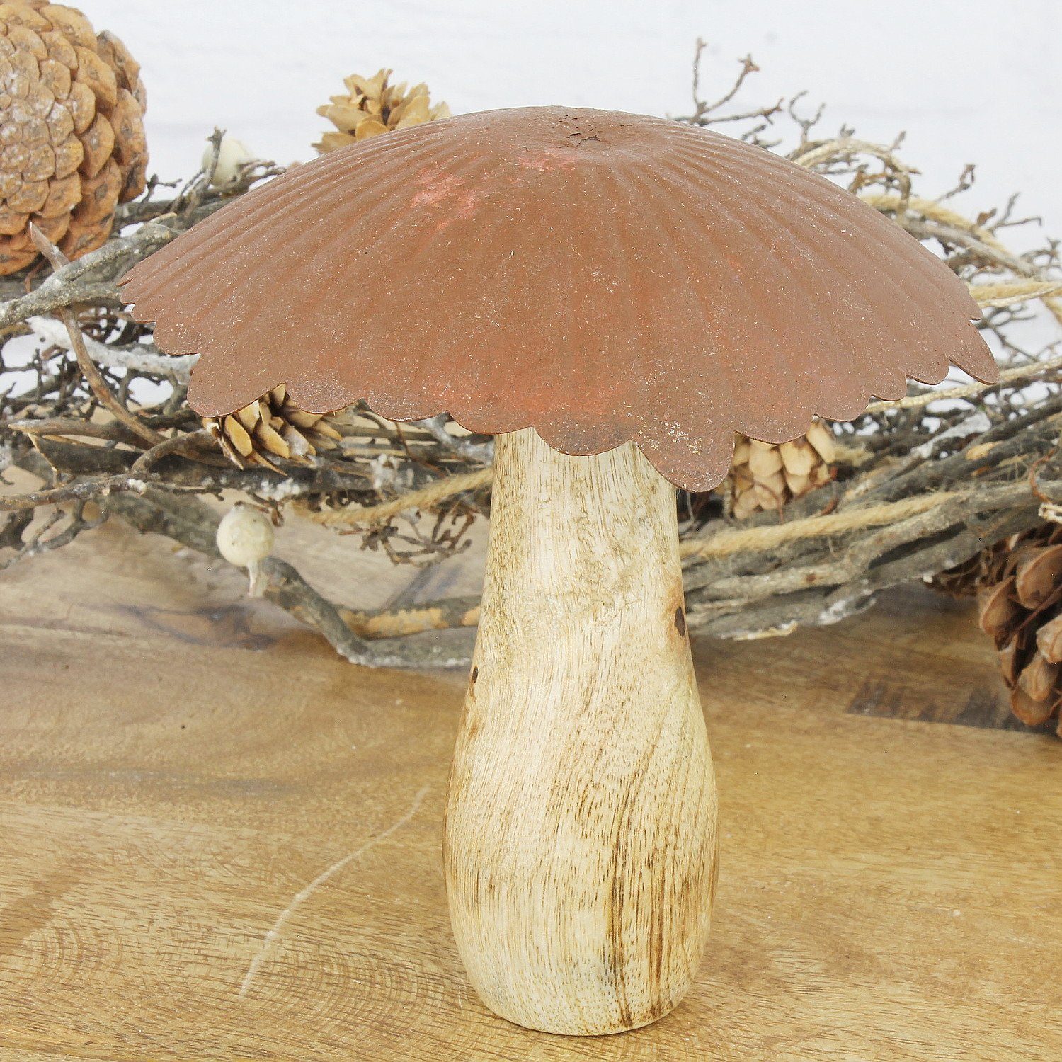 Macosa Home Dekofigur Holzpilz Skulptur Dekopilz günstig online kaufen