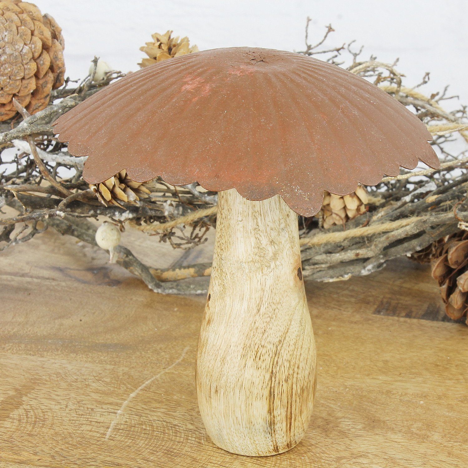 Pilz-Statue Macosa Herbstdeko Skulptur Herbst Holz, Dekofigur Holzpilz Home Pilzfigur Dekopilz