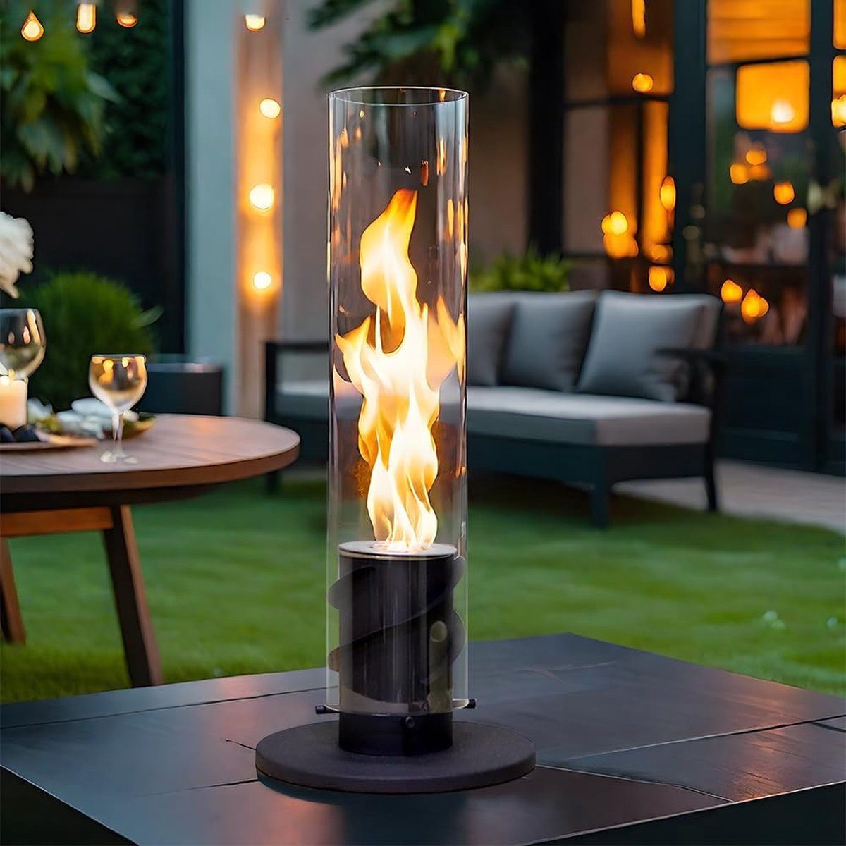 Olvy Tischfeuer Fiérza Tischkamin 40 cm – Bioethanol Tischfeuer Komplettset