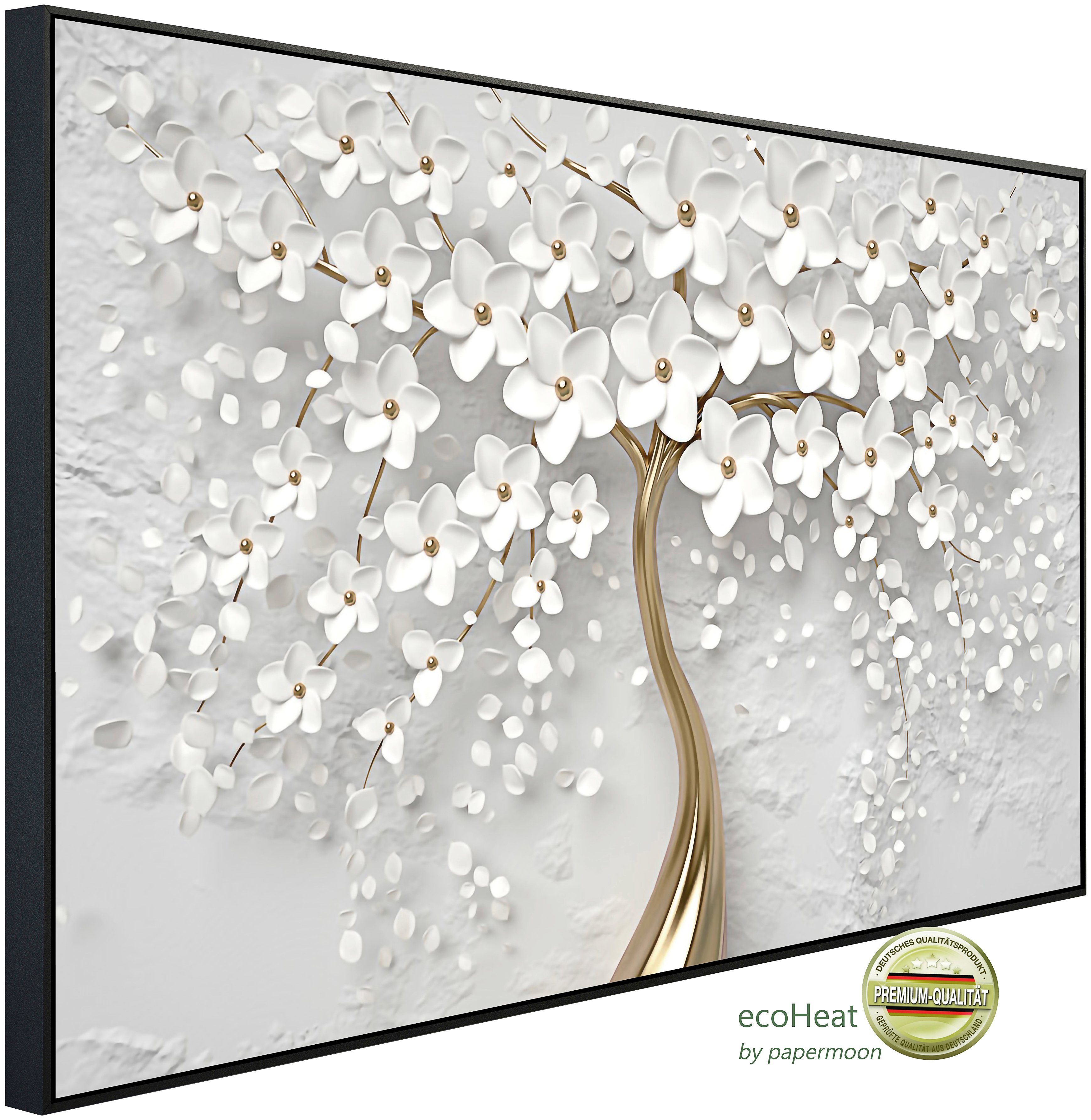 Papermoon Infrarotheizung Blumen weiß gold, sehr angenehme Strahlungswärme günstig online kaufen