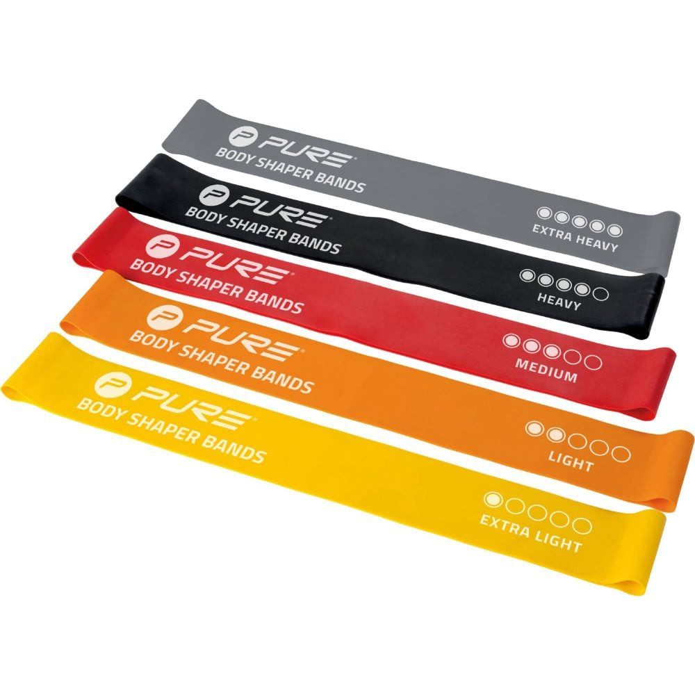 Pure 2 Improve Widerstandsband Set (schwarz,grau,rot,orange,gelb) - 5 Stück Fitnessband