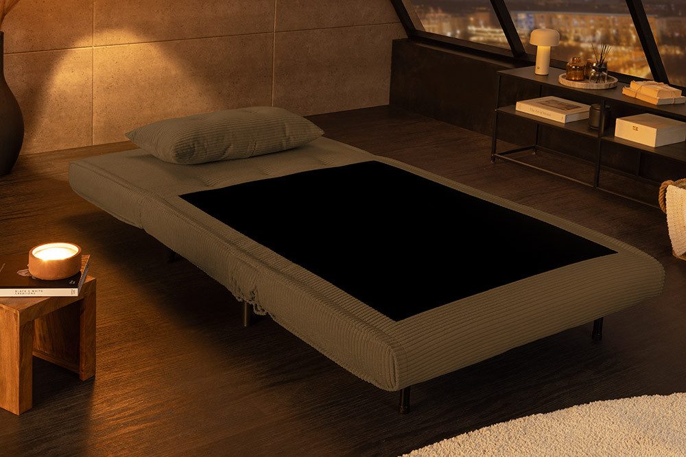 riess-ambiente Relaxsessel SMART MULTIFUNCTION 100cm grün - Cord Stoff, Bettfunktion, mit Kissen (Einzelartikel, 1-St), ausziehbare Schlafgelegenheit - ideal für Wohn- oder Gästezimmer
