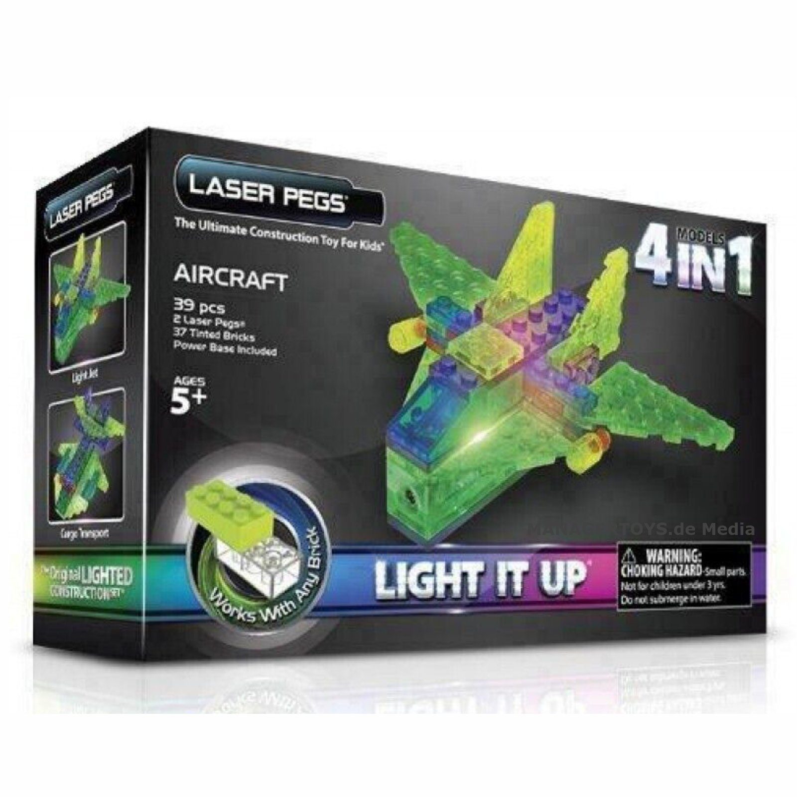 Laser Pegs Modellbausatz Aircraft Klemmbausteine 4 in 1 LED Licht Noppensteine Flugzeug LIGHT