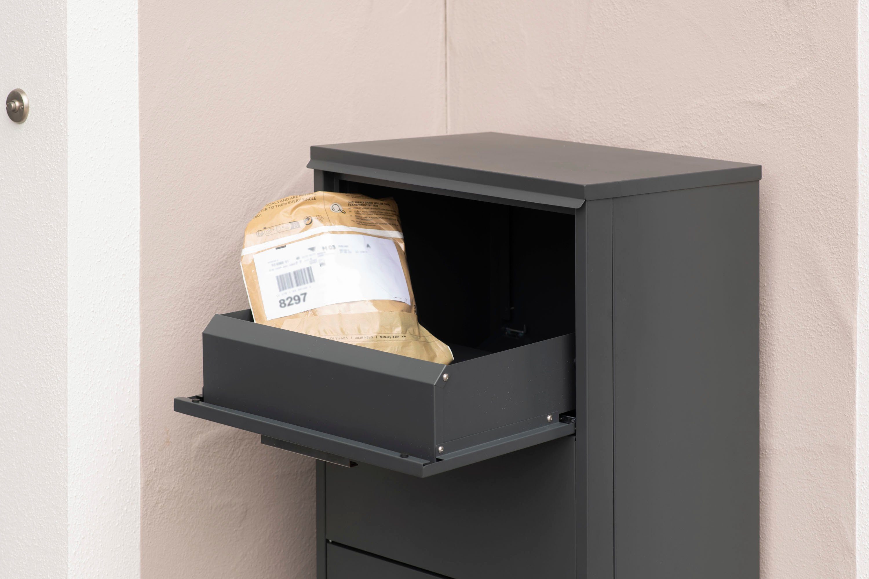 WESTMANN Briefkasten Stahl-Paketbox Pepe, Anthrazit, 50x39x114 cm
