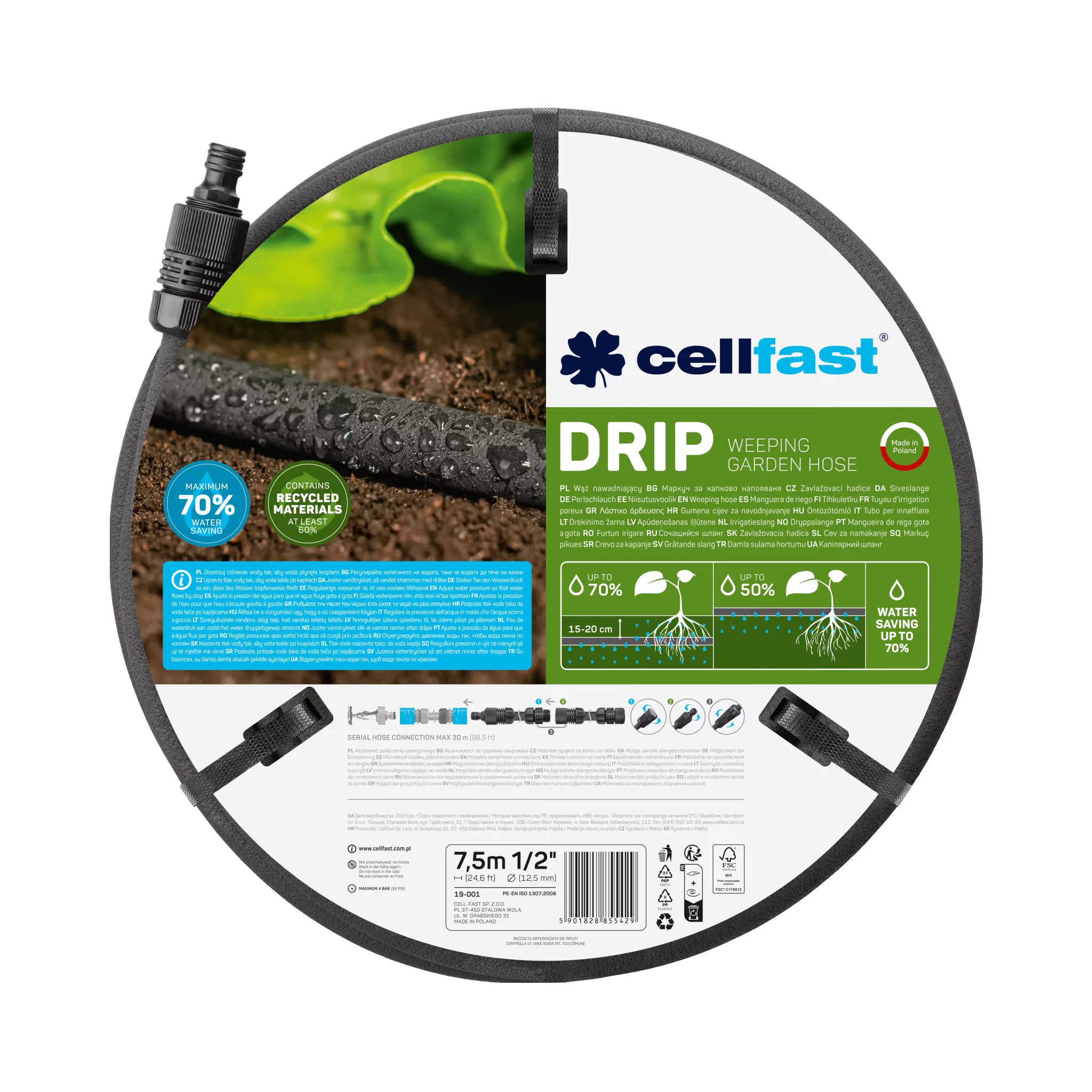 Cellfast Perlschlauch Drip 1/2", Tropfbewässerung, oberirdisch als auch unterirdisch nutzbar
