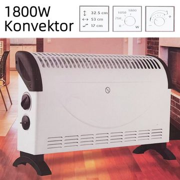 style home Konvektor Heizlüfter Elektroheizer Heizgerät, 1800 W, mit Thermostat 3 Stufen 750/1050/1800 W (Weiß)