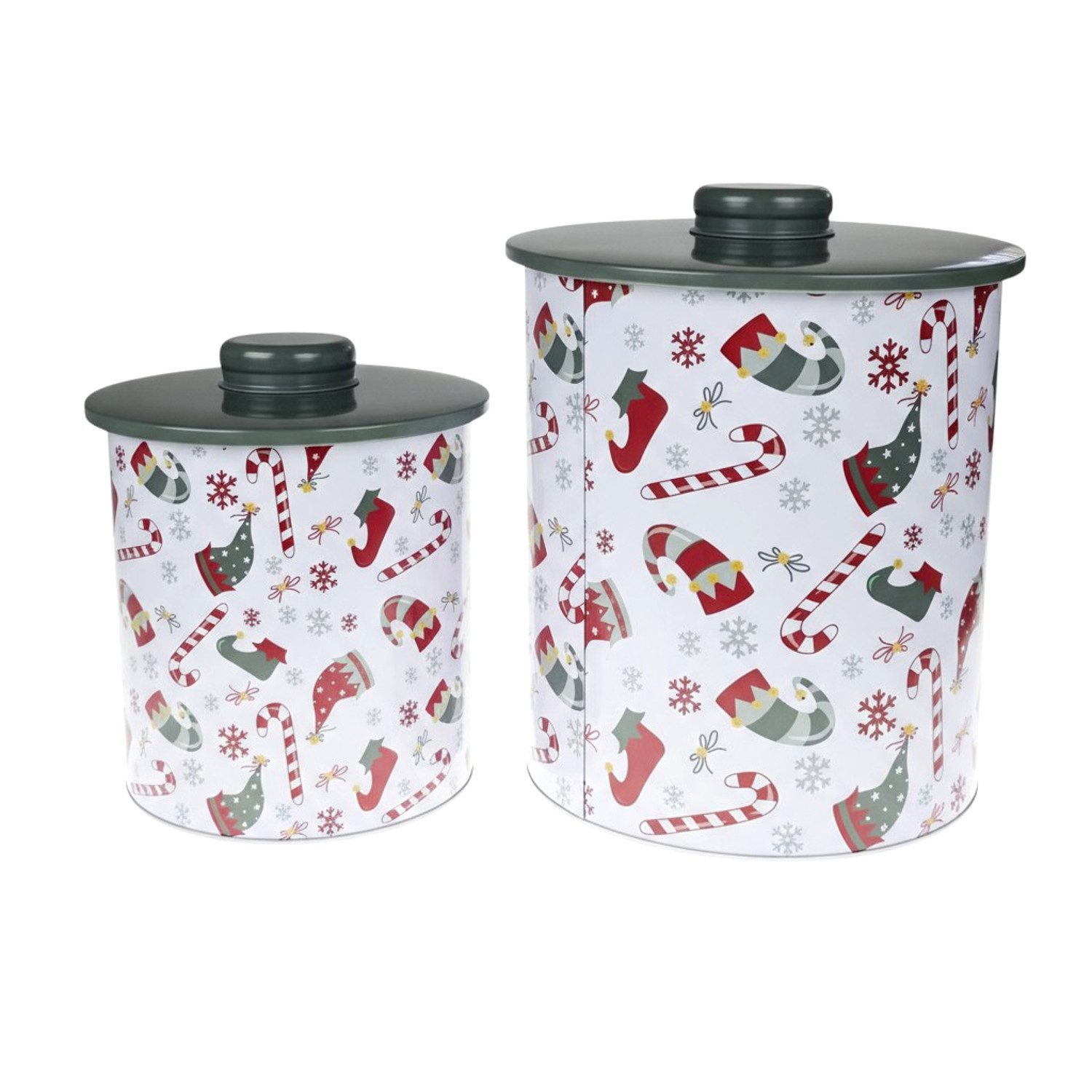 Macosa Home Keksdose Gebäckdosen 2er Set Metall Blau od. Weiß rund, Metall, (Blechdose Plätzchenaufbewahrung, Vorratsdose Weihnachten), Aufbewahrungsdose Plätzchen