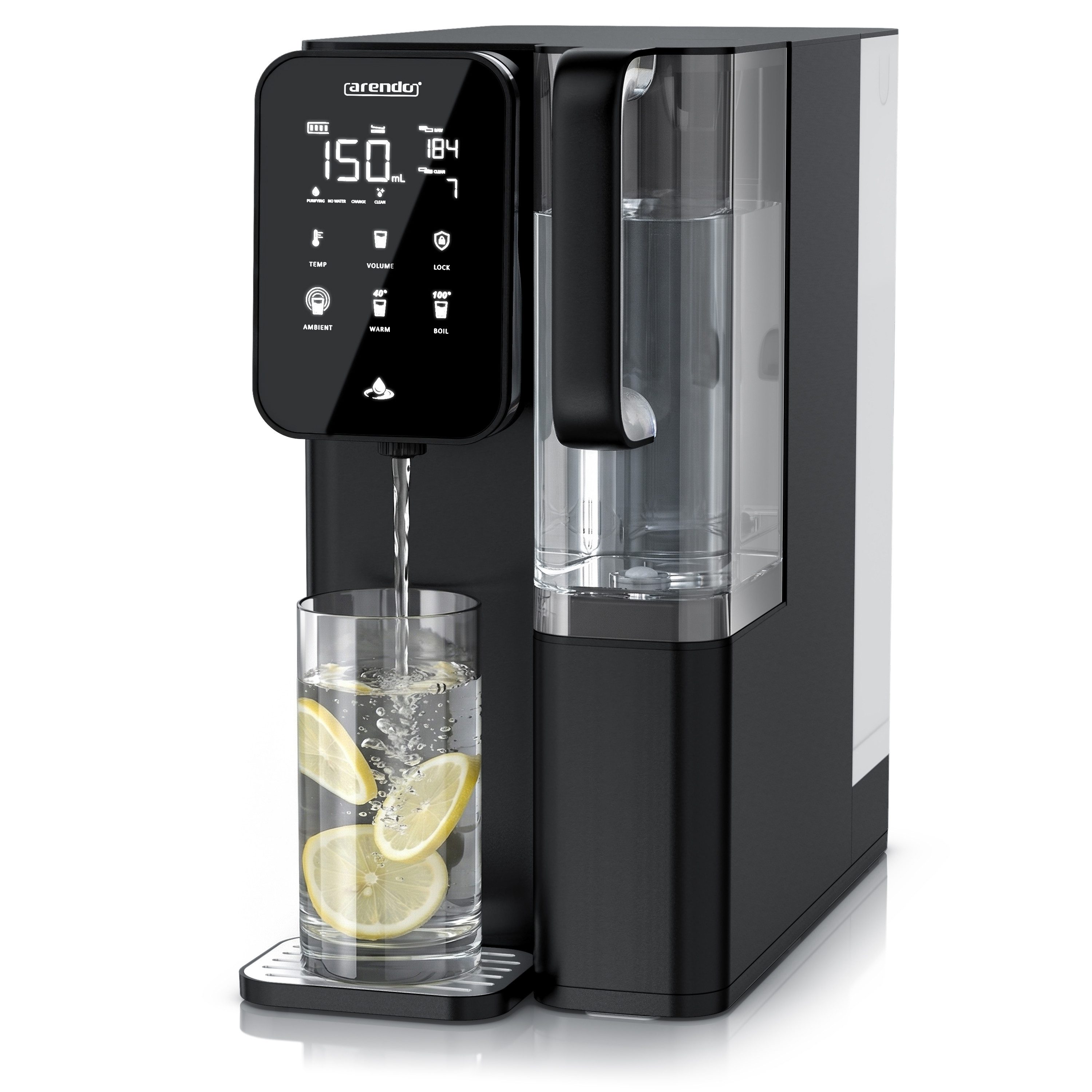 Arendo Wasserfilter Osmoseanlage, 6,5 L Auftisch Umkehrosmoseanlage, Heißwasserspender, 7 Stufen Filtration, 99,99% reines Trinkwasser 15 bis 100° einstellbar