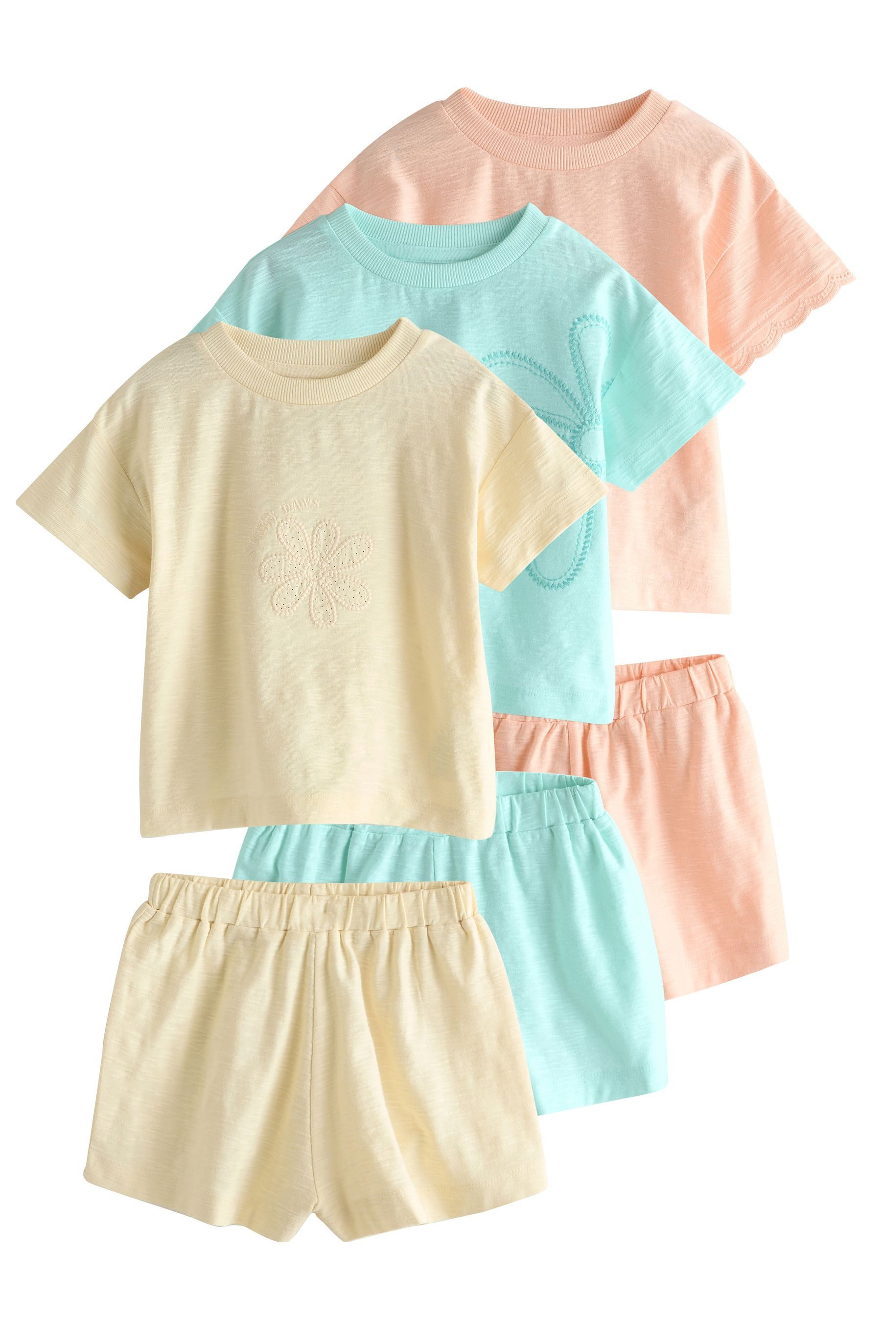 Pyjama Bestickter Schlafanzug, 3er-Pack