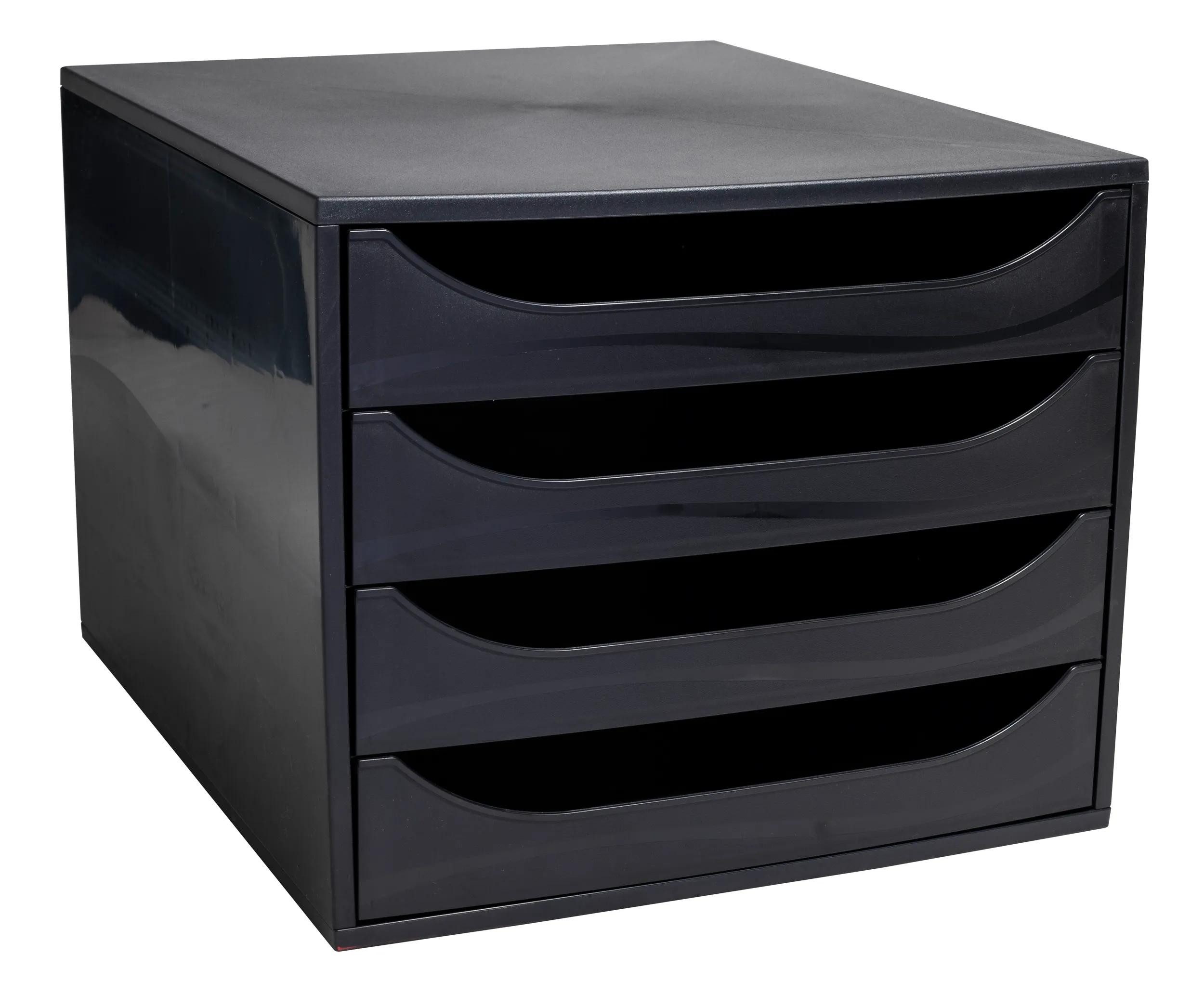 EXACOMPTA Schubladenbox ECOBOX Schubladenbox mit 4 Schubladen - Schwarz - 228014D, Schubladenboxen