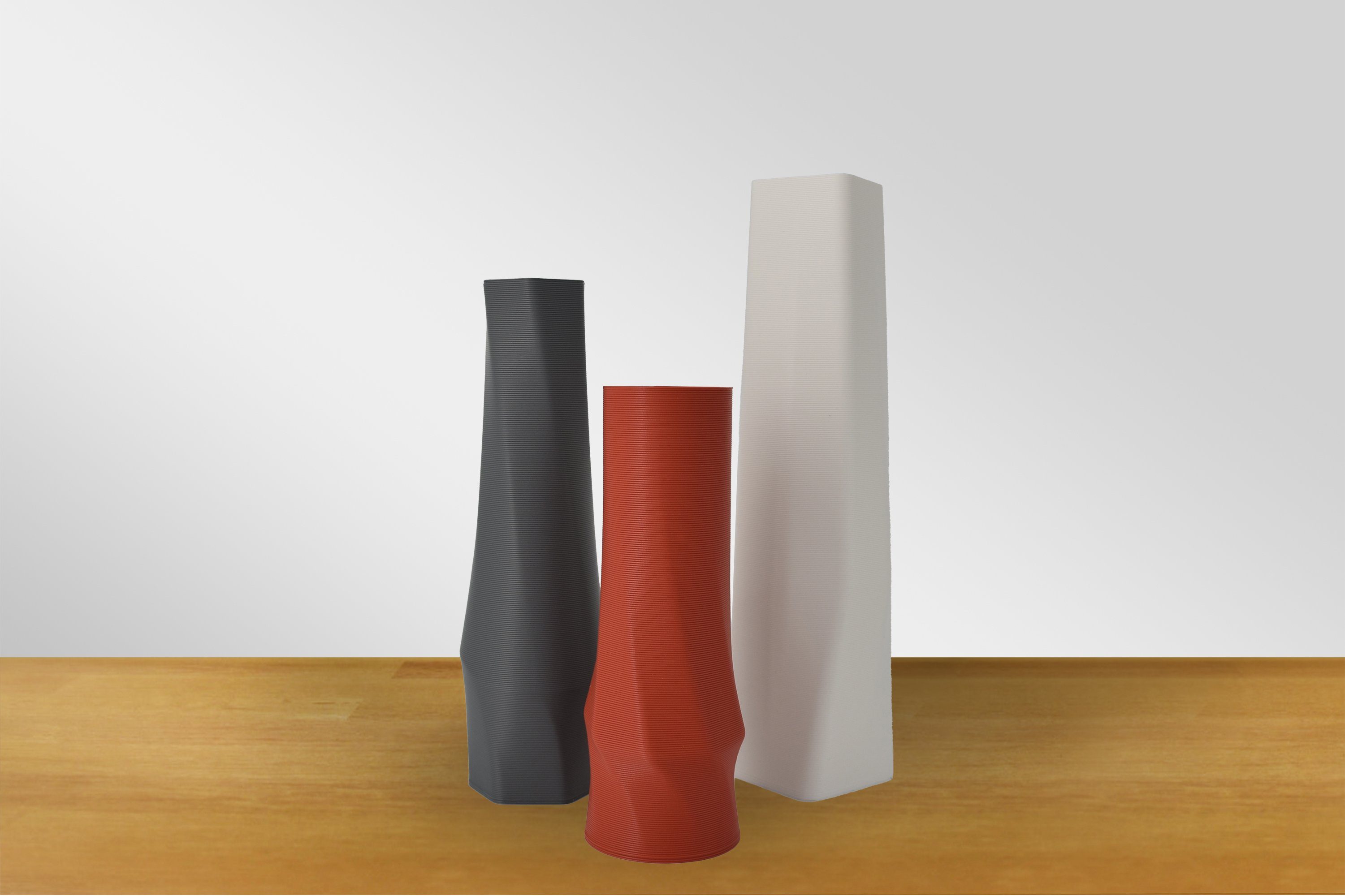 - Leichte 3D-Druck (Rillung) 100% Hellgrau verschiedenen Struktur Vasen, innerhalb 3er des Spar-Set, Decorations 3D Vasen Shapes 3D Materials (3er in Wasserdicht; Größen), Set, (basic), Dekovase, geometrio. Dekovase 3
