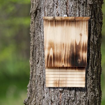 relaxdays Tierhaus Fledermauskasten aus geflammten Holz