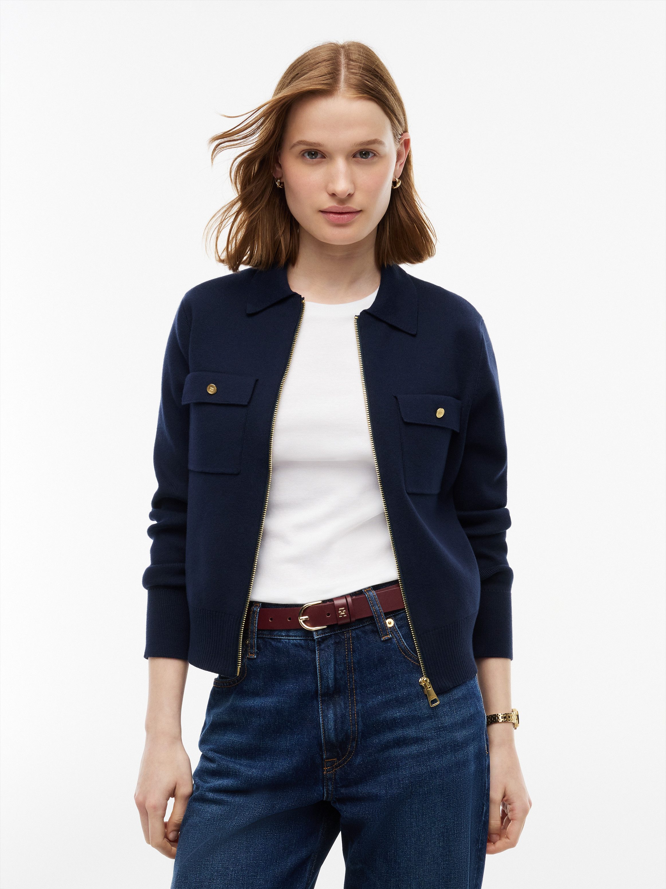 Tommy Hilfiger Strickjacke COTTON FULL NEEDLE REG JACKET Baumwollmischung