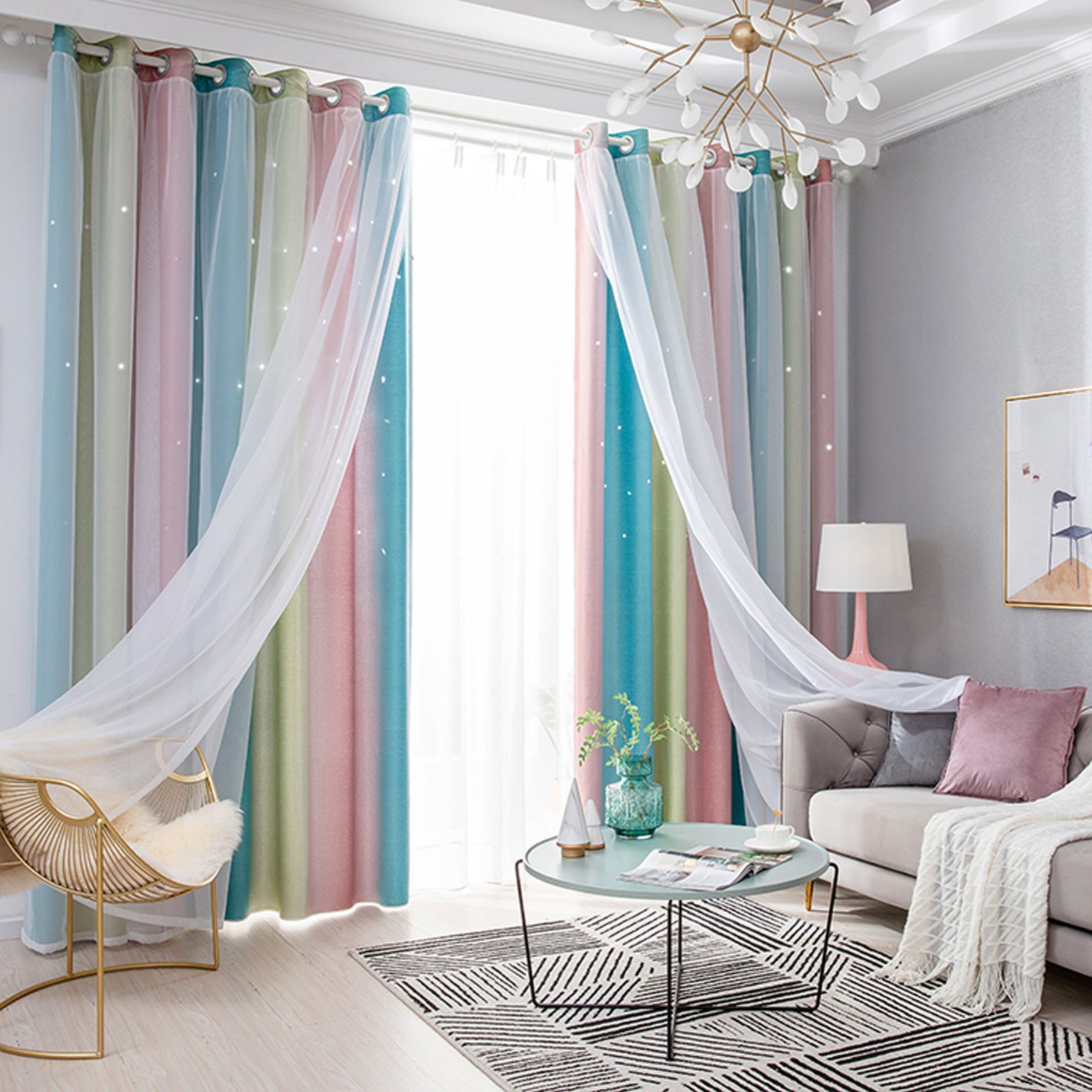 REDOM Verdunkelungsvorhang 2er Voile Farbverlauf Curtains günstig online kaufen