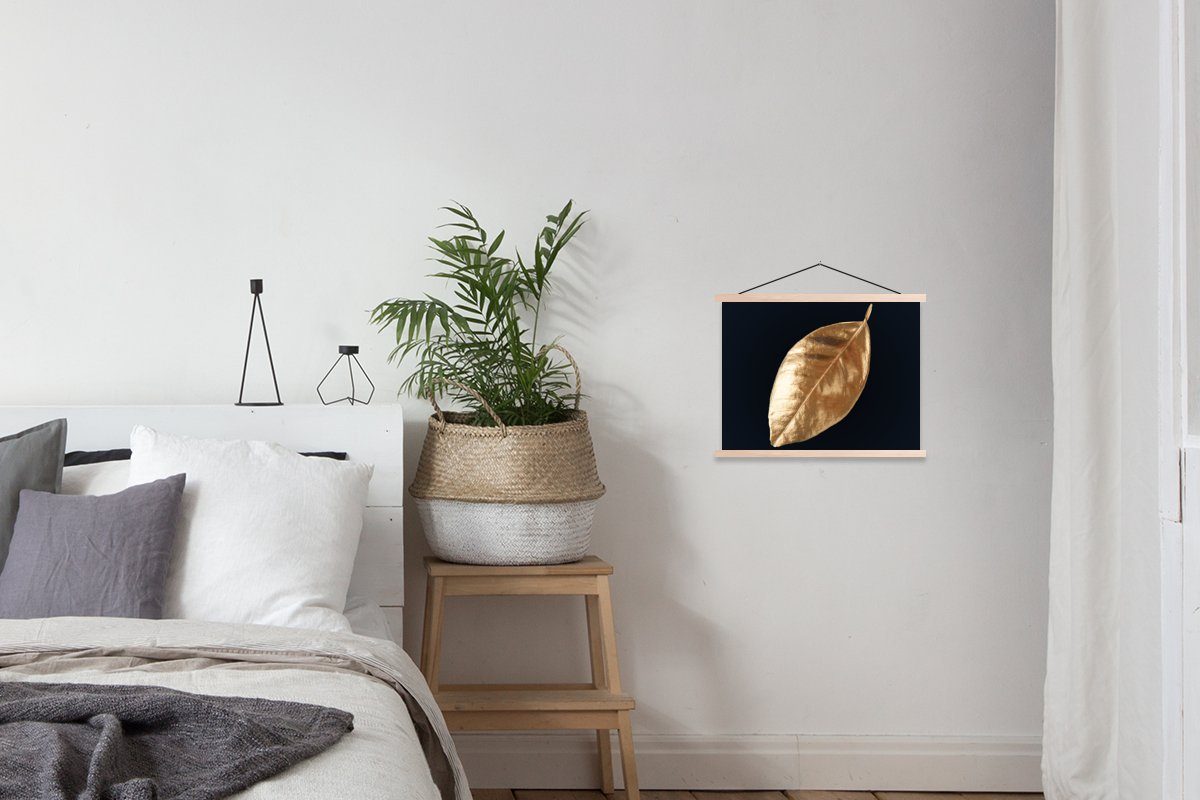 Magnetisch Schwarz MuchoWow - | Textilposter - für Pflanzen, braun Blätter St), - (1 Wohnzimmer, Posterleiste, und - Luxus Gold braun Poster Natur Bilderleiste,