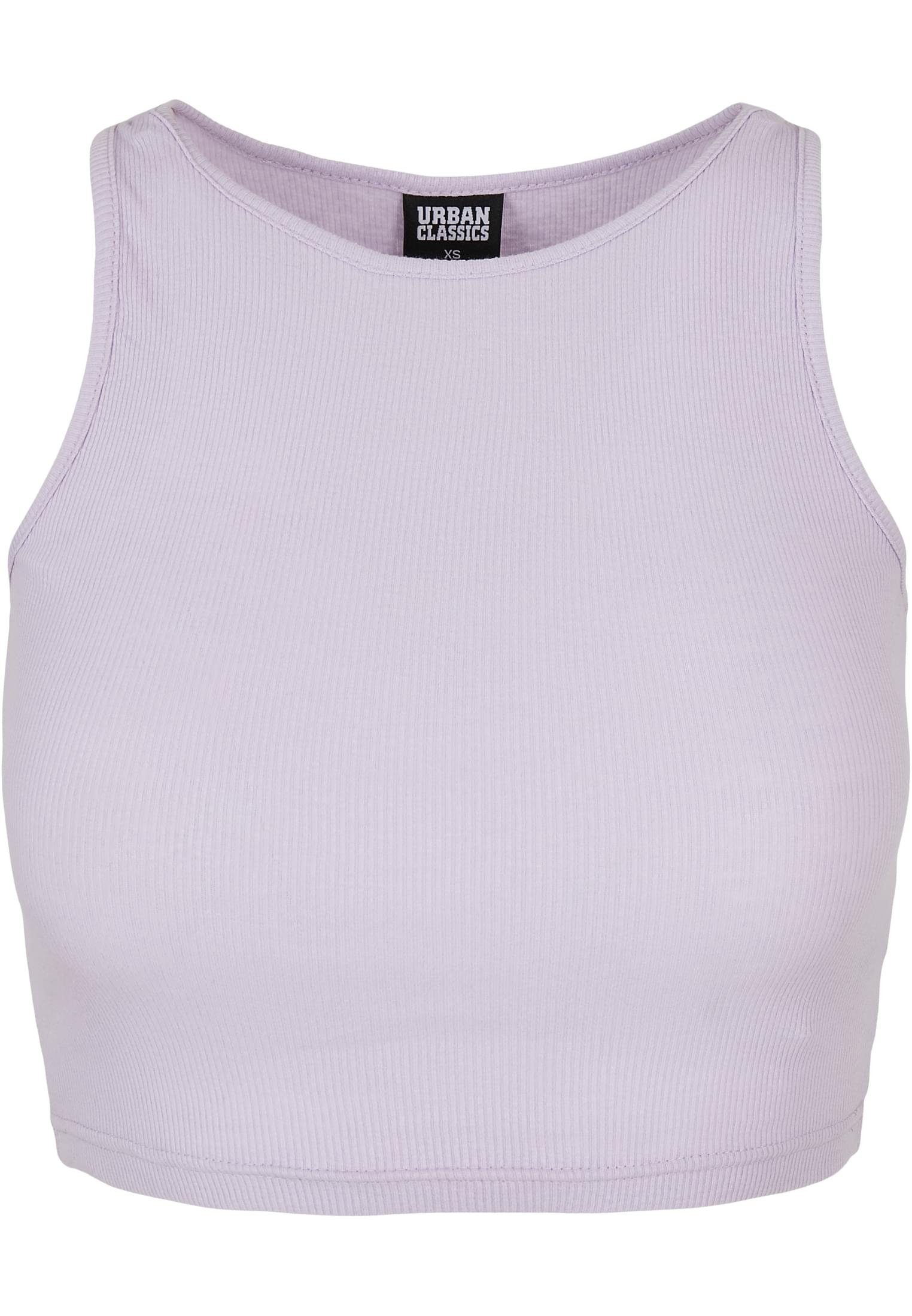 Kann rabattiert werden URBAN CLASSICS T-Shirt Damen Ladies Rib (1-tlg) lilac Top Cropped